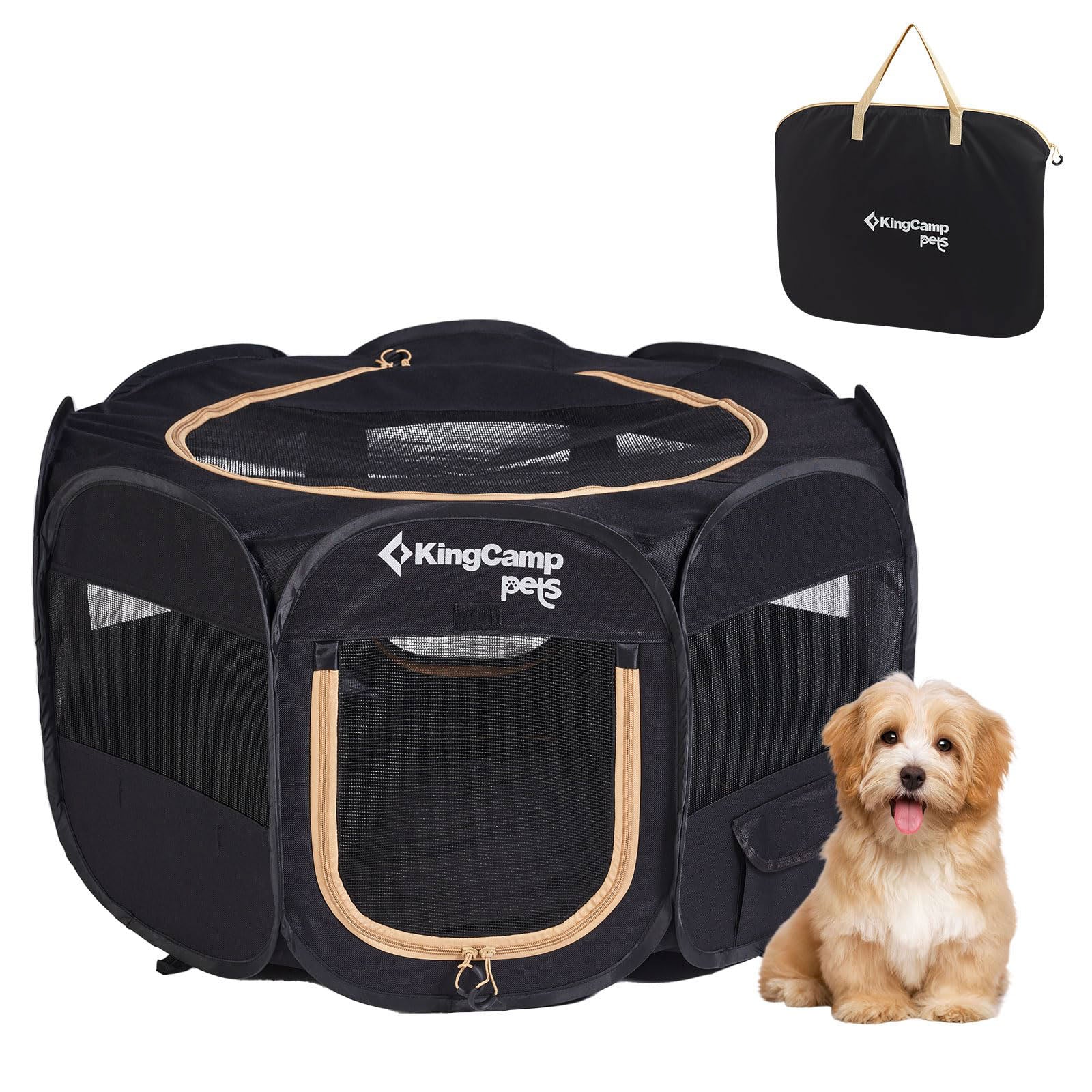 KINGCAMP Haustier Hunde Laufstall Pop Up Welpen Wurf Box Outdoor Faltbar 74x74cm