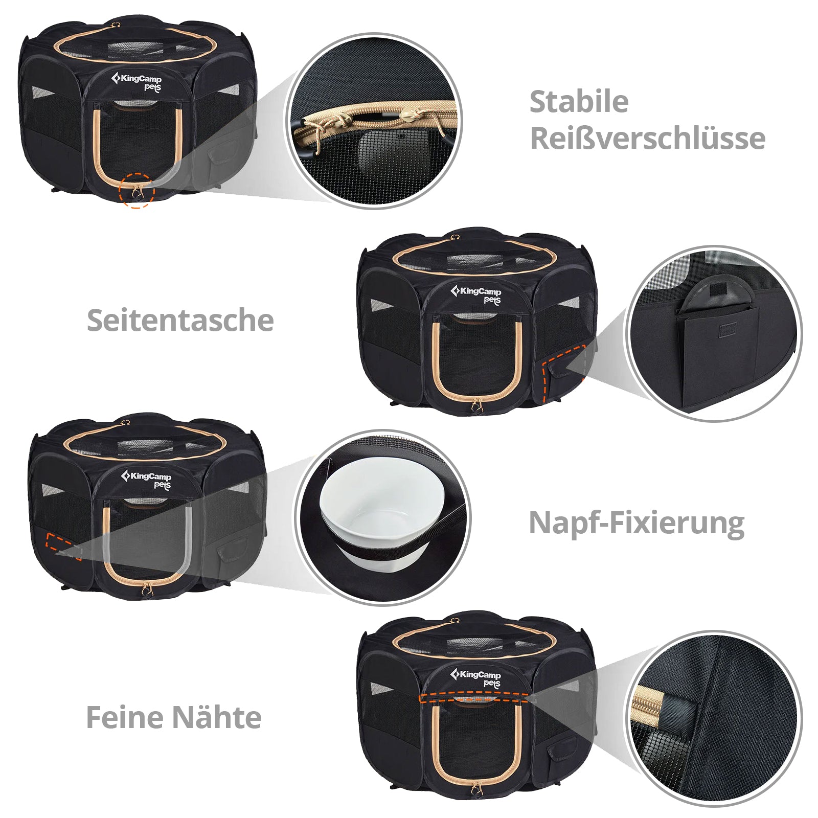 KINGCAMP Haustier Hunde Laufstall Pop Up Welpen Wurf Box Outdoor Faltbar 74x74cm
