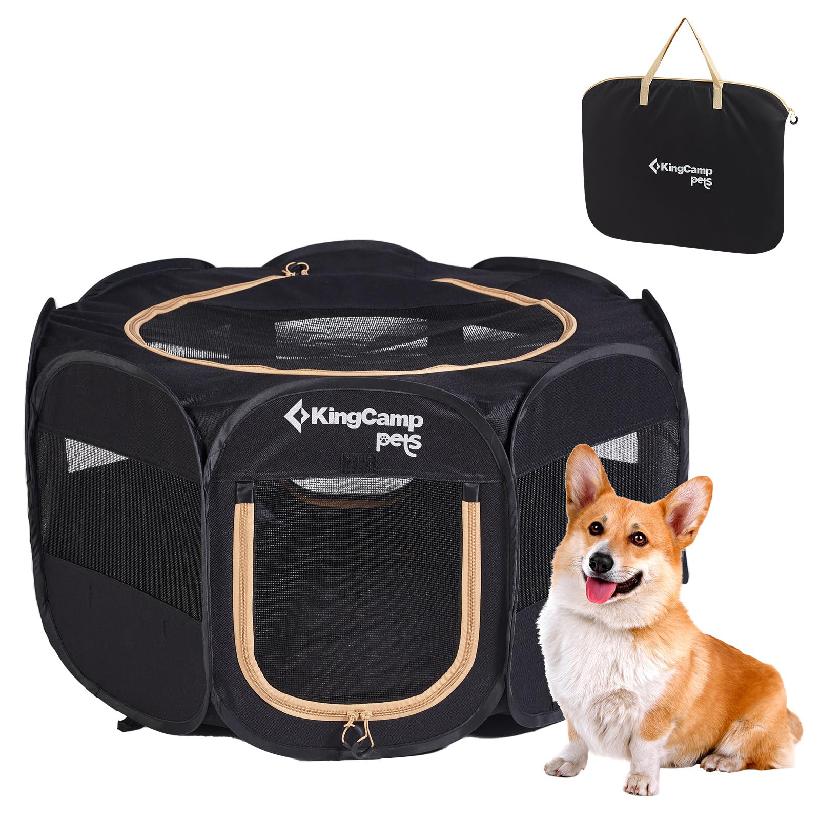 KINGCAMP Haustier Hunde Laufstall Pop Up Welpen Wurf Box Outdoor Faltbar 91x91cm