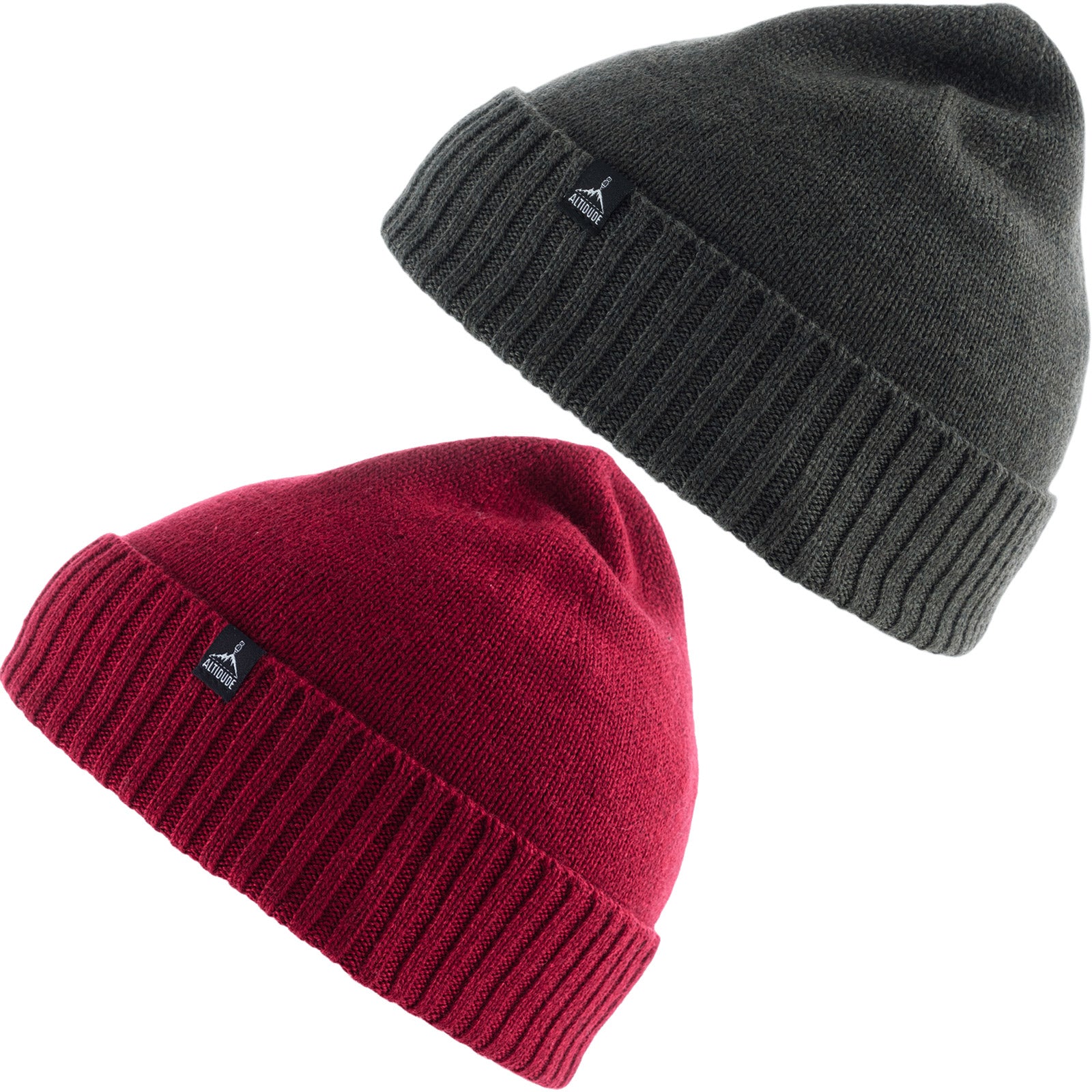 Altidude Winter Hat Plain Fine Knitted Hat Unisex Beanie 100% Merino Wool