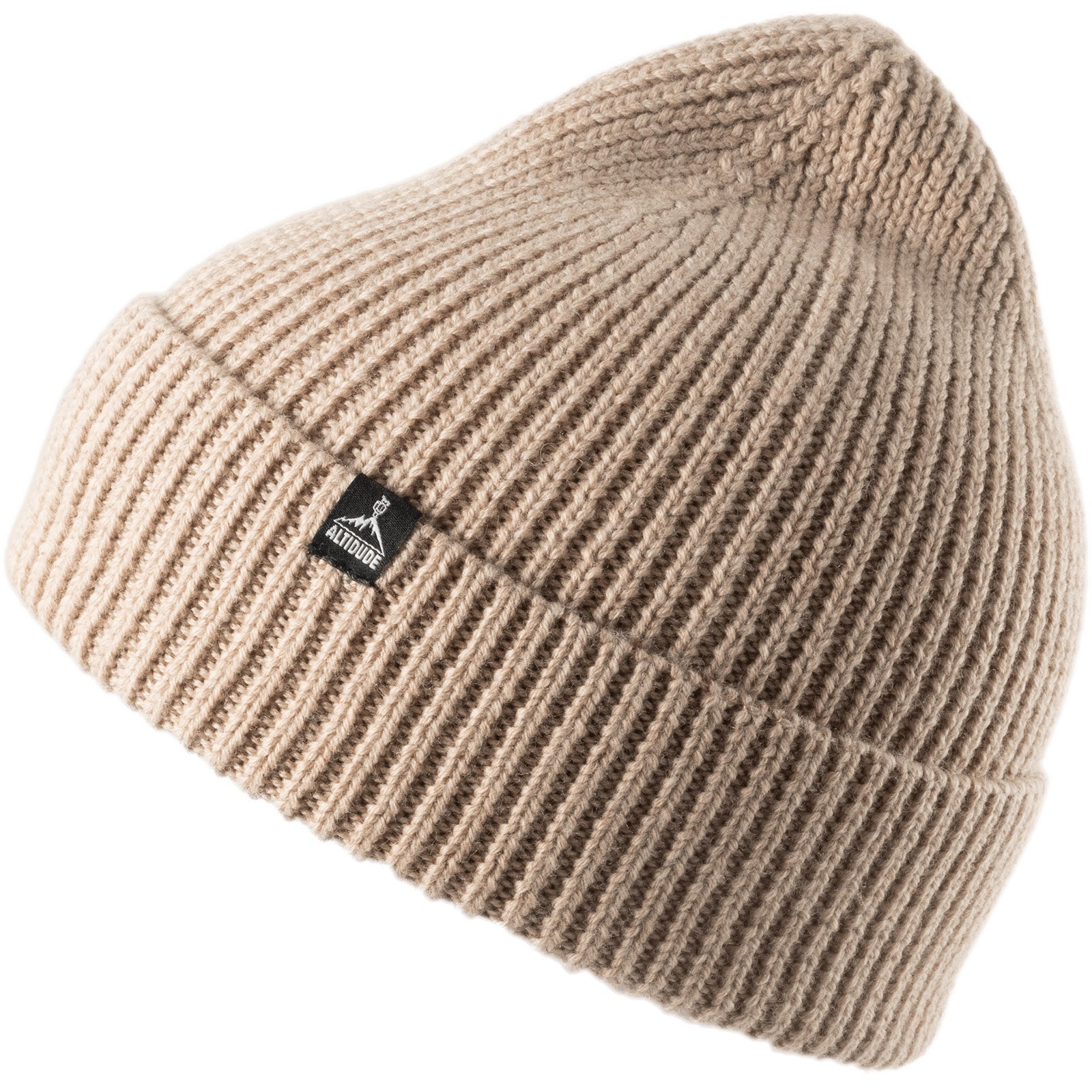 Bonnet d'hiver ALTIDUDE en tricot côtelé uni, bonnet unisexe 100 % laine mérinos
