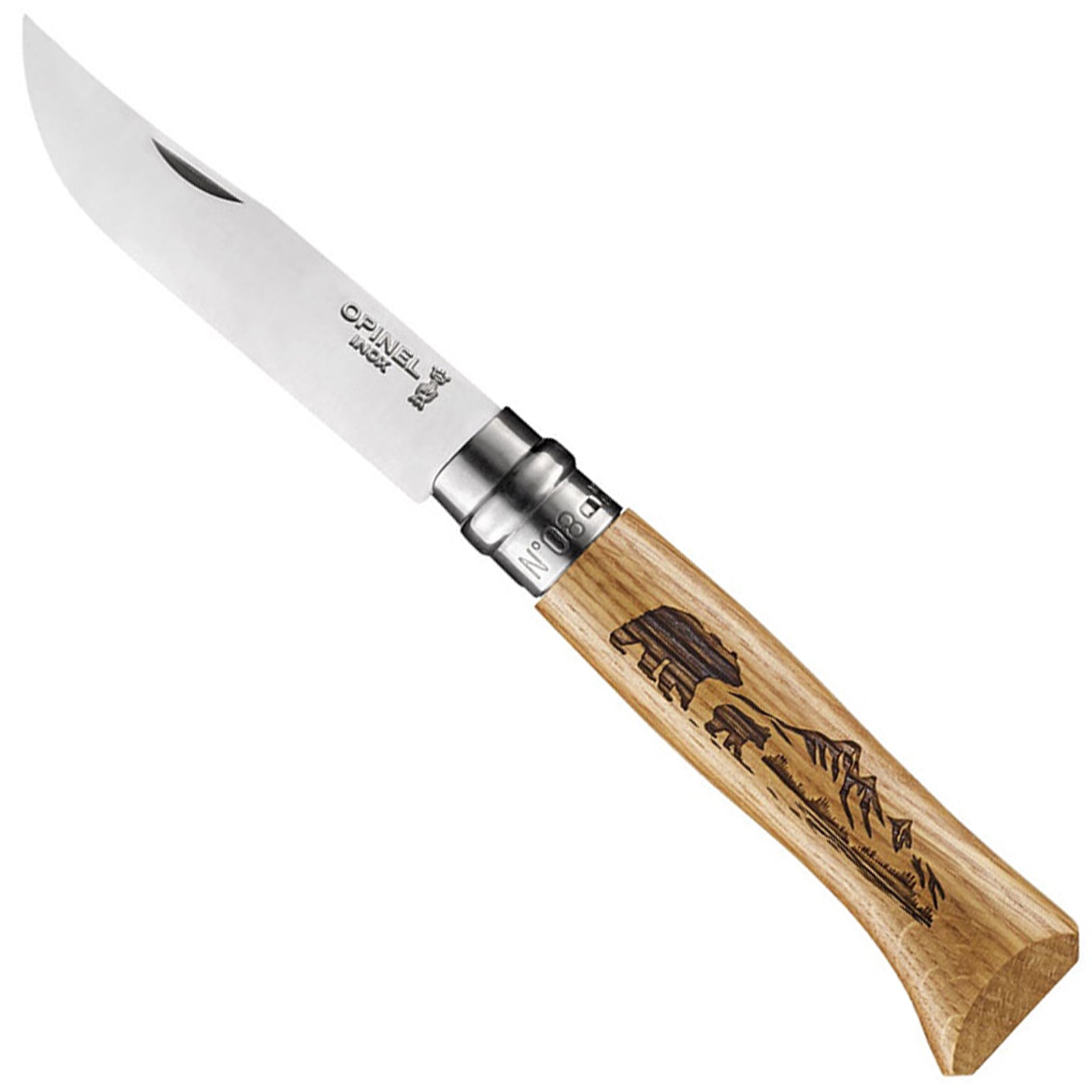 Couteau de poche OPINEL Animalia 08 motif animalier couteau pliant camping acier inoxydable bois