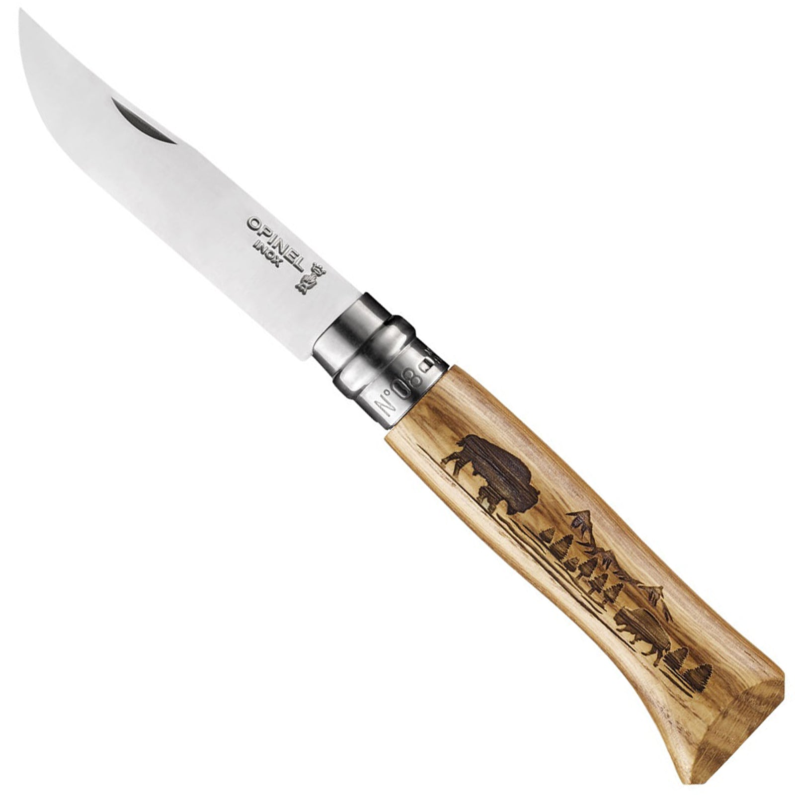 Couteau de poche OPINEL Animalia 08 motif animalier couteau pliant camping acier inoxydable bois