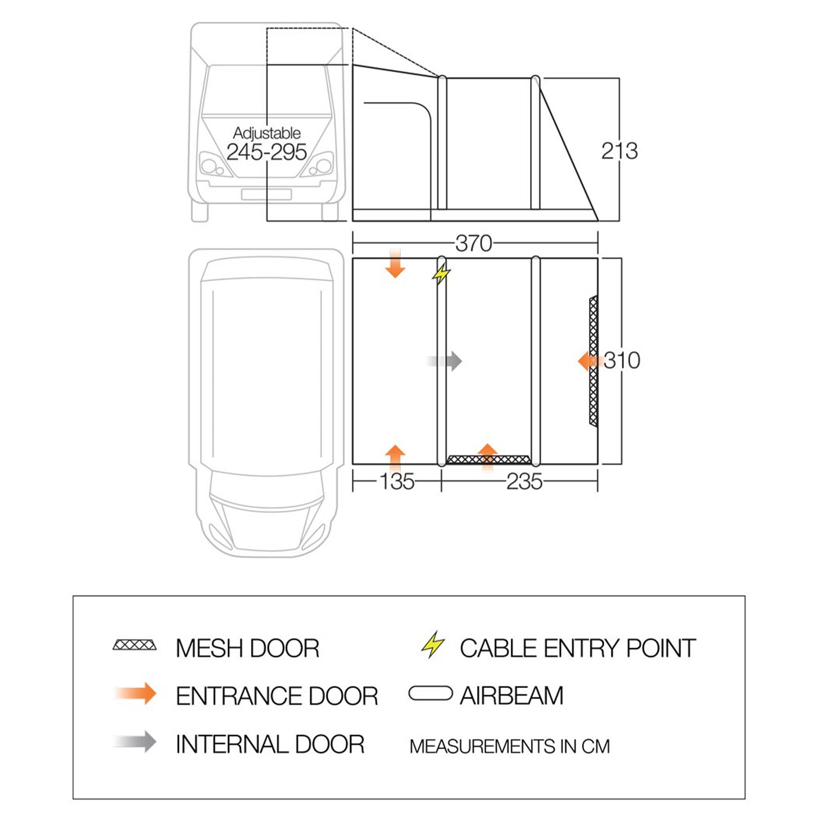 VANGO Bus Vorzelt Kela Pro Air Tall Camping Auto Luft Zelt Airbeam Aufblasbar