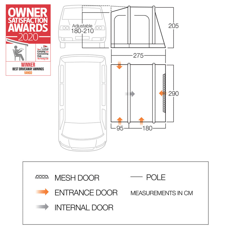 VANGO Bus Awning Faros II Air Low Camping Car Air Tent Van Airbeam Inflatable