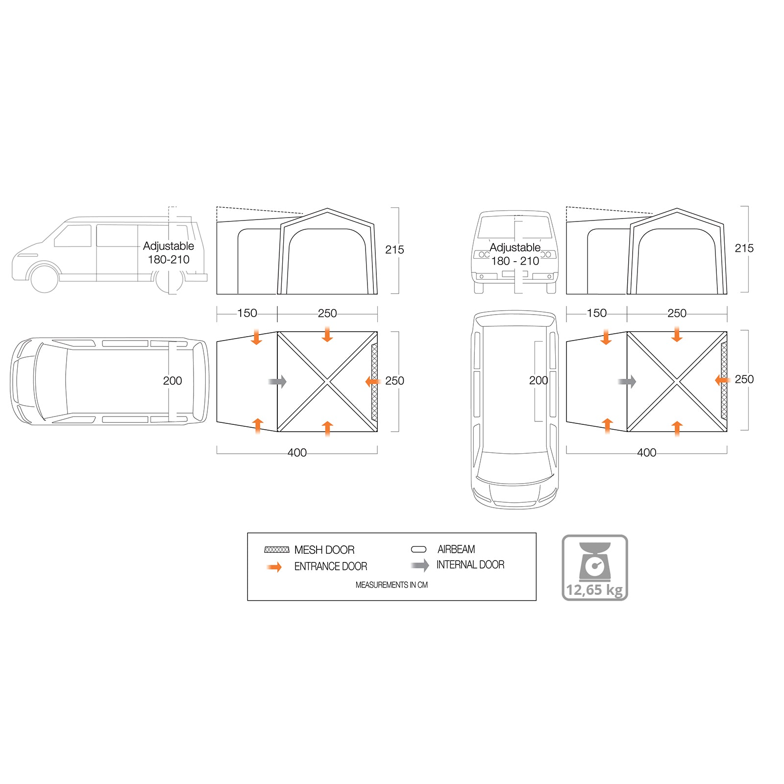 VANGO Bus Vorzelt Heckzelt Tailgate AirHub Low Camping Auto Luft Zelt Aufblasbar