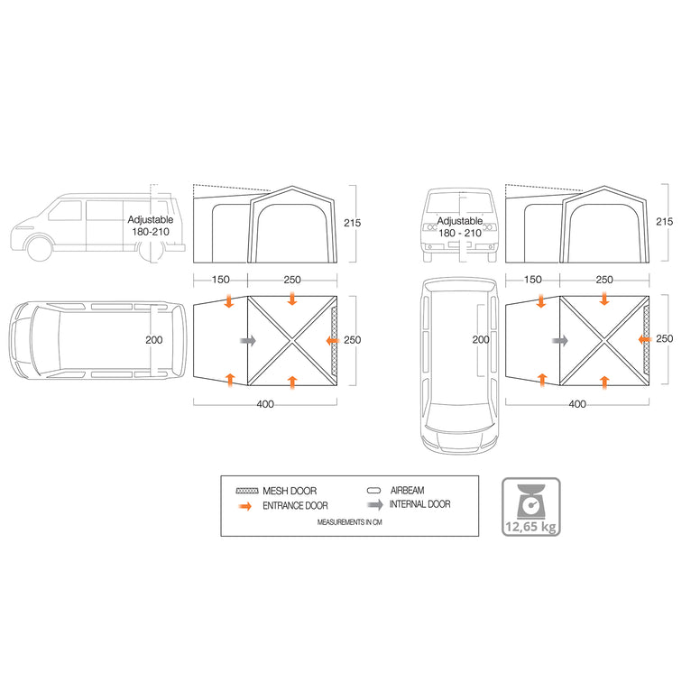 VANGO Bus Awning Rear Tent Tailgate AirHub Low Camping Car Air Tent Inflatable