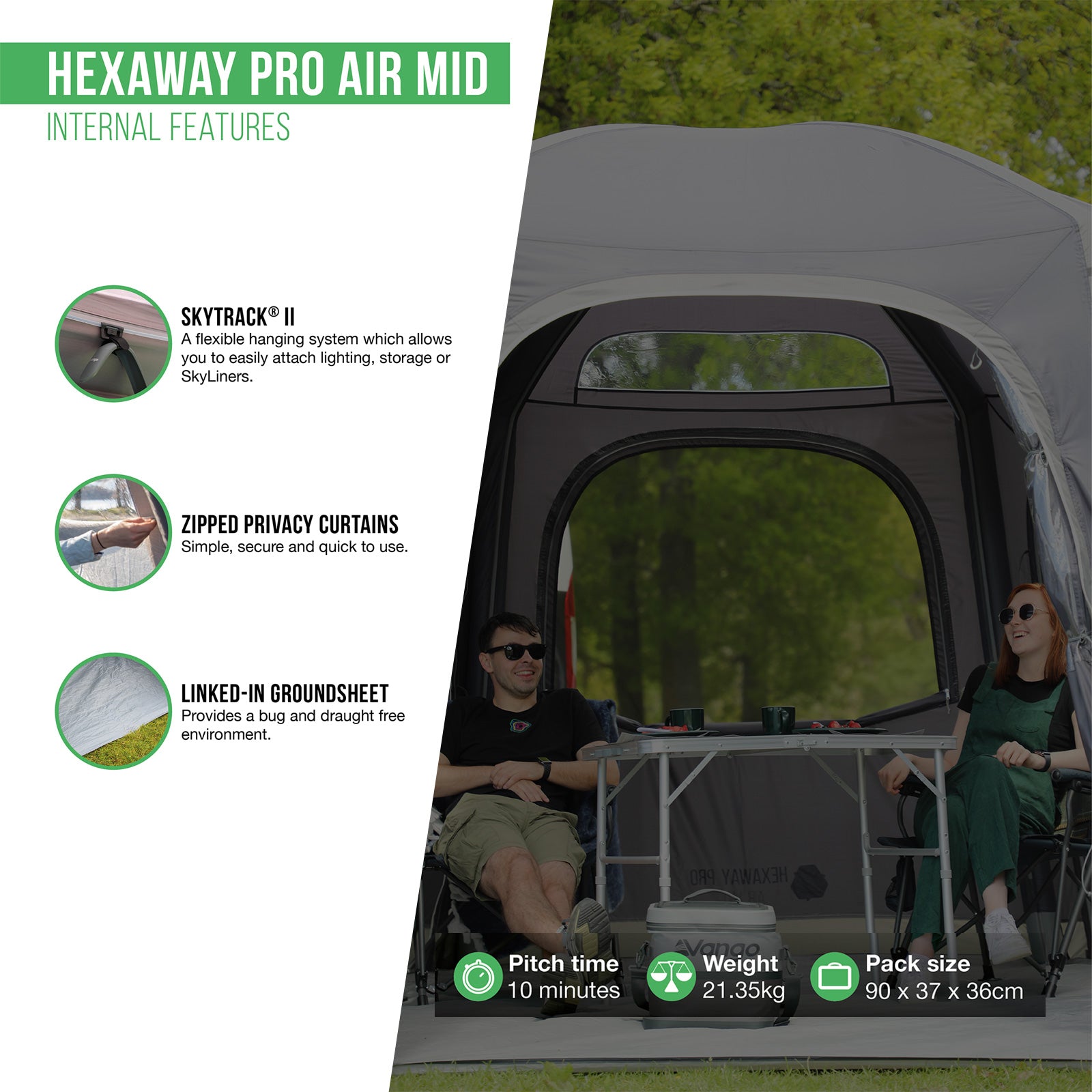 Auvent pour camping-car VANGO, auvent HexAway Pro Air Mid Airbeam, tente gonflable pour camping-car