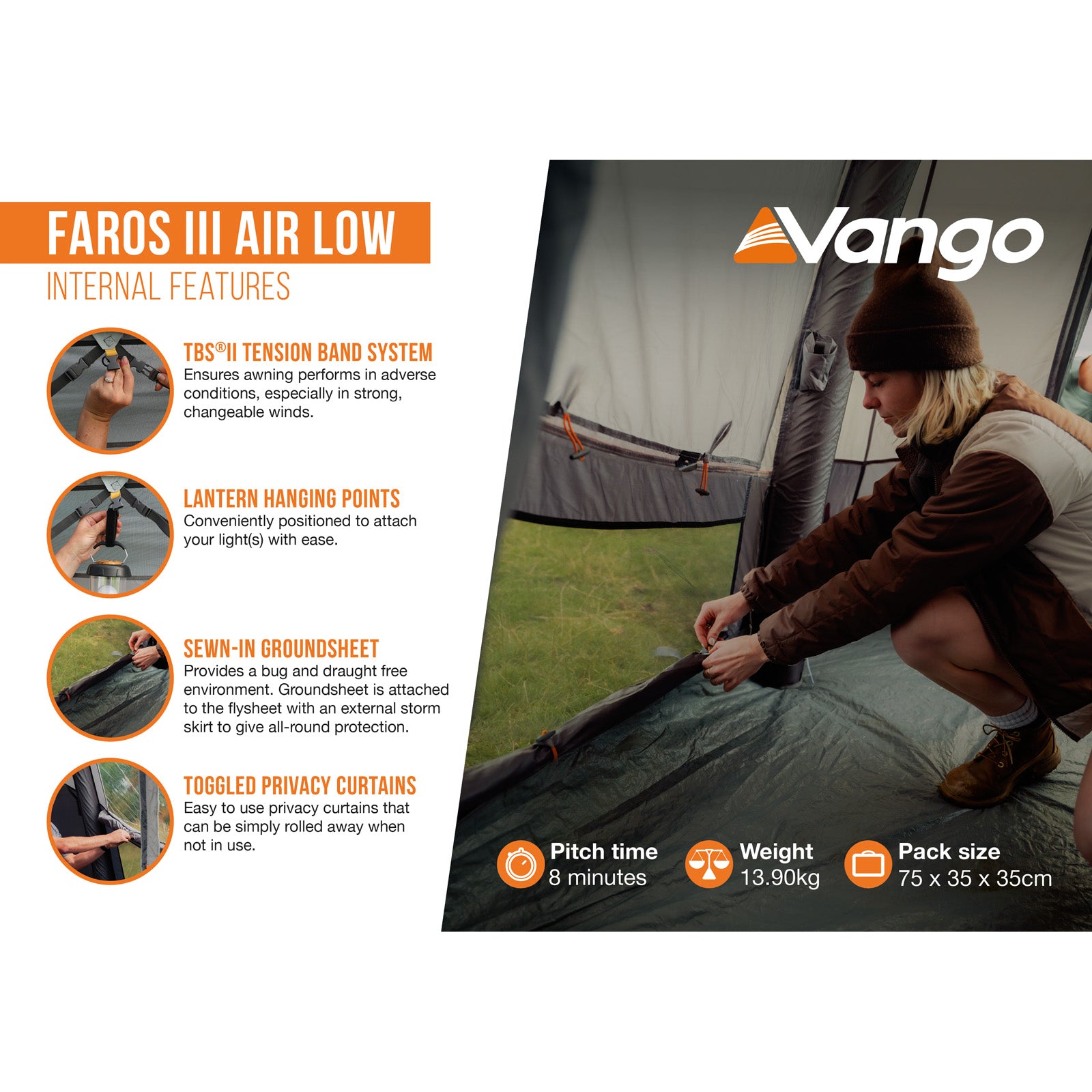 Auvent pour camping-car VANGO Faros III Air Low – Tente gonflable pour camping-car Airbeam
