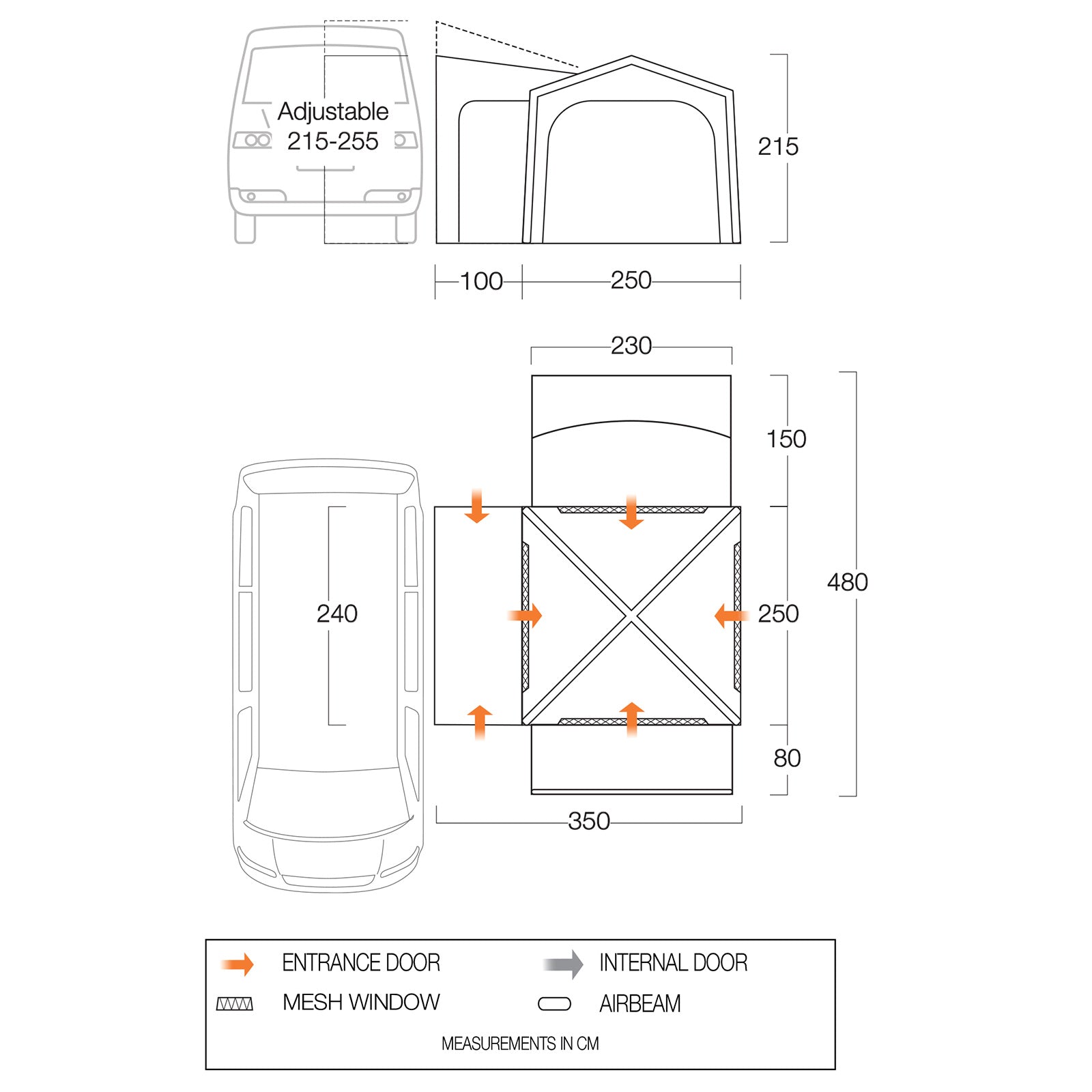 Auvent de bus VANGO Versos Air Mid Camping Car Tente gonflable Van Airbeam