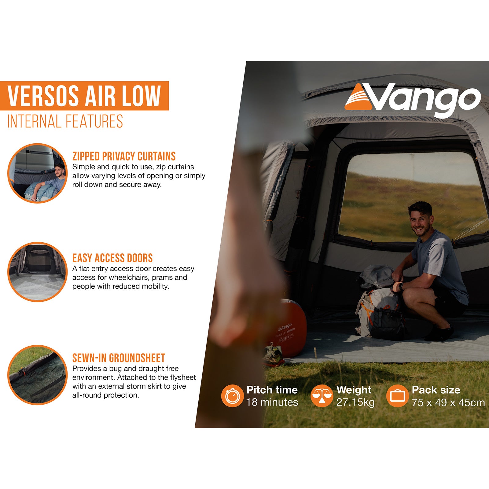 VANGO Bus Vorzelt Versos Air Low Camping Auto Luft Zelt Van Airbeam Aufblasbar
