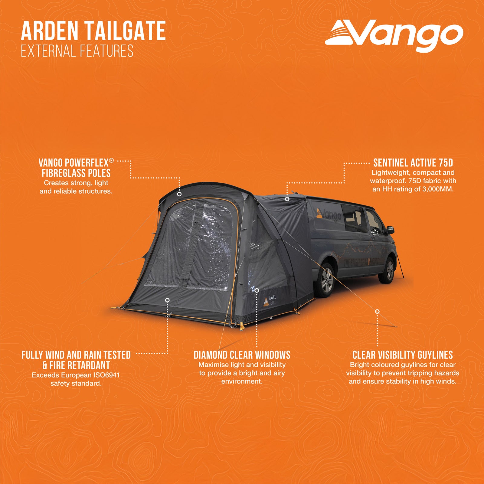Auvent arrière VANGO pour bus, tente Arden Tailgate, camping, SUV, voiture, fourgon, camping-car