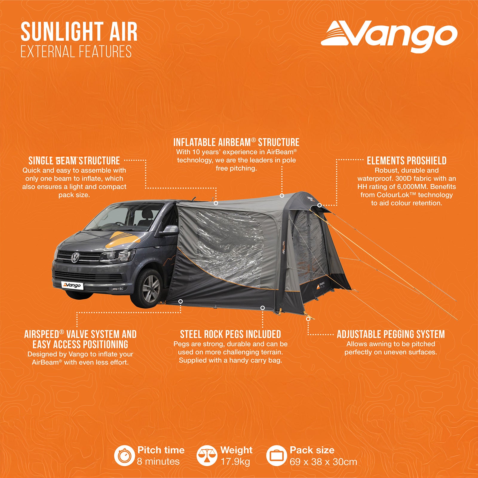 Auvent pour bus VANGO Sunlight Air ProShield – Tente gonflable de camping pour camping-car