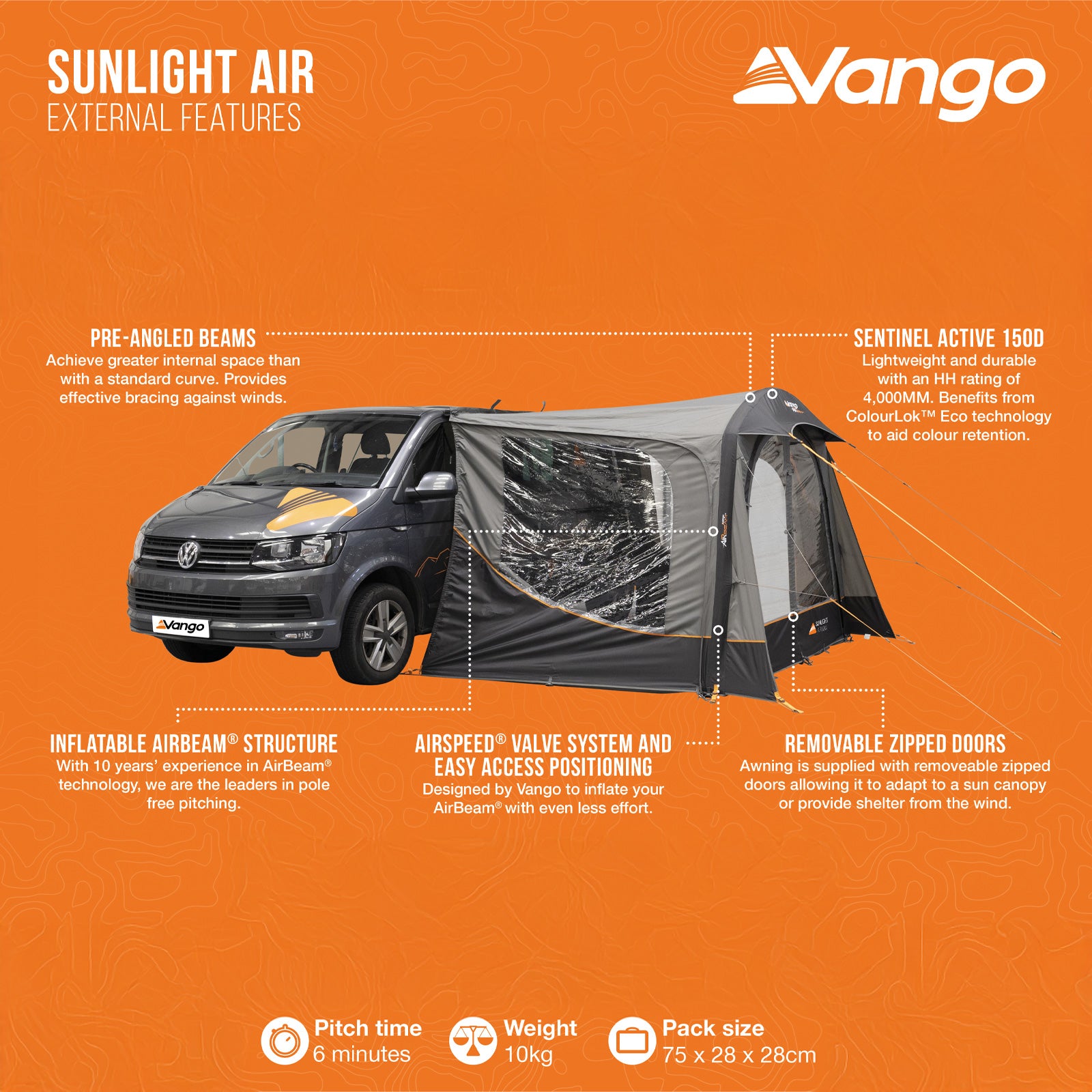 VANGO Bus Vorzelt Sunlight Air Low Camping Auto Luftzelt Wohnmobil Aufblasbar