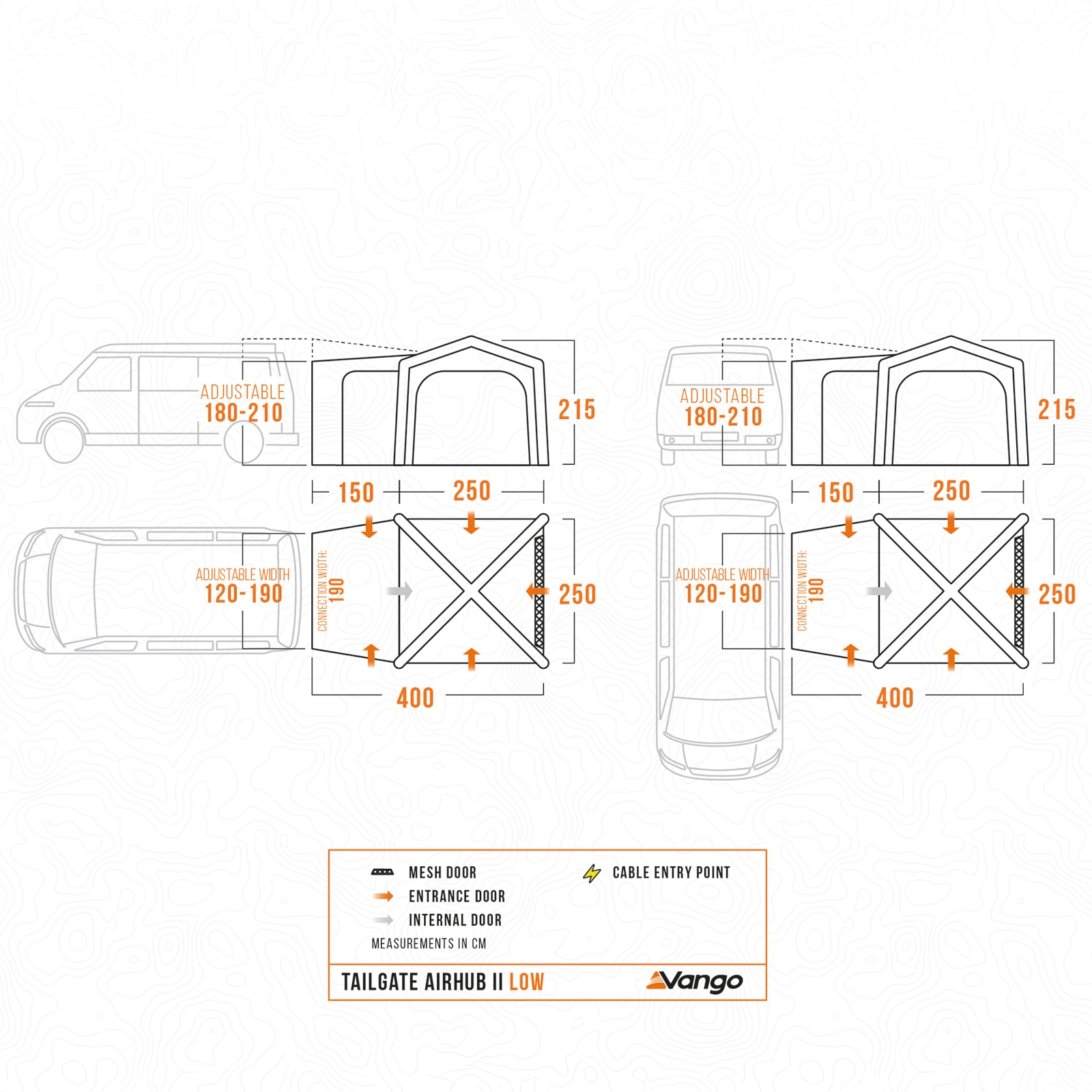 VANGO Bus Vorzelt Heckzelt Tailgate AirHub II Low Camping Auto Luft Aufblasbar