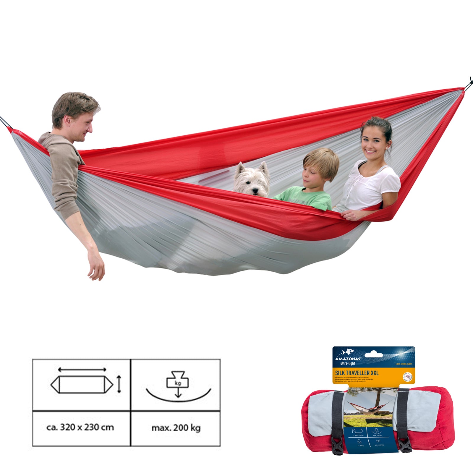 Hamac de voyage AMAZONAS Silk Traveller XXL Hamac multi-personnes 2 personnes