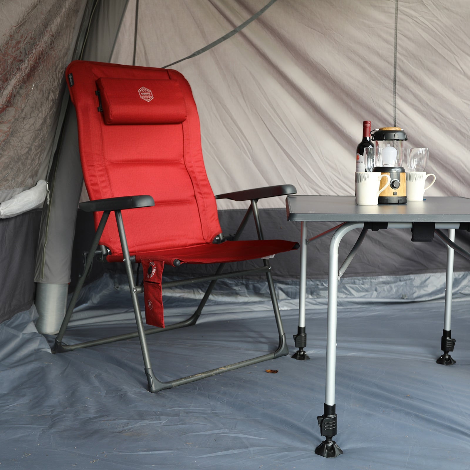 VANGO Camping Stuhl Radiate Grande DLX Heiz Auflage Klappstuhl Hoch Lehner 180kg