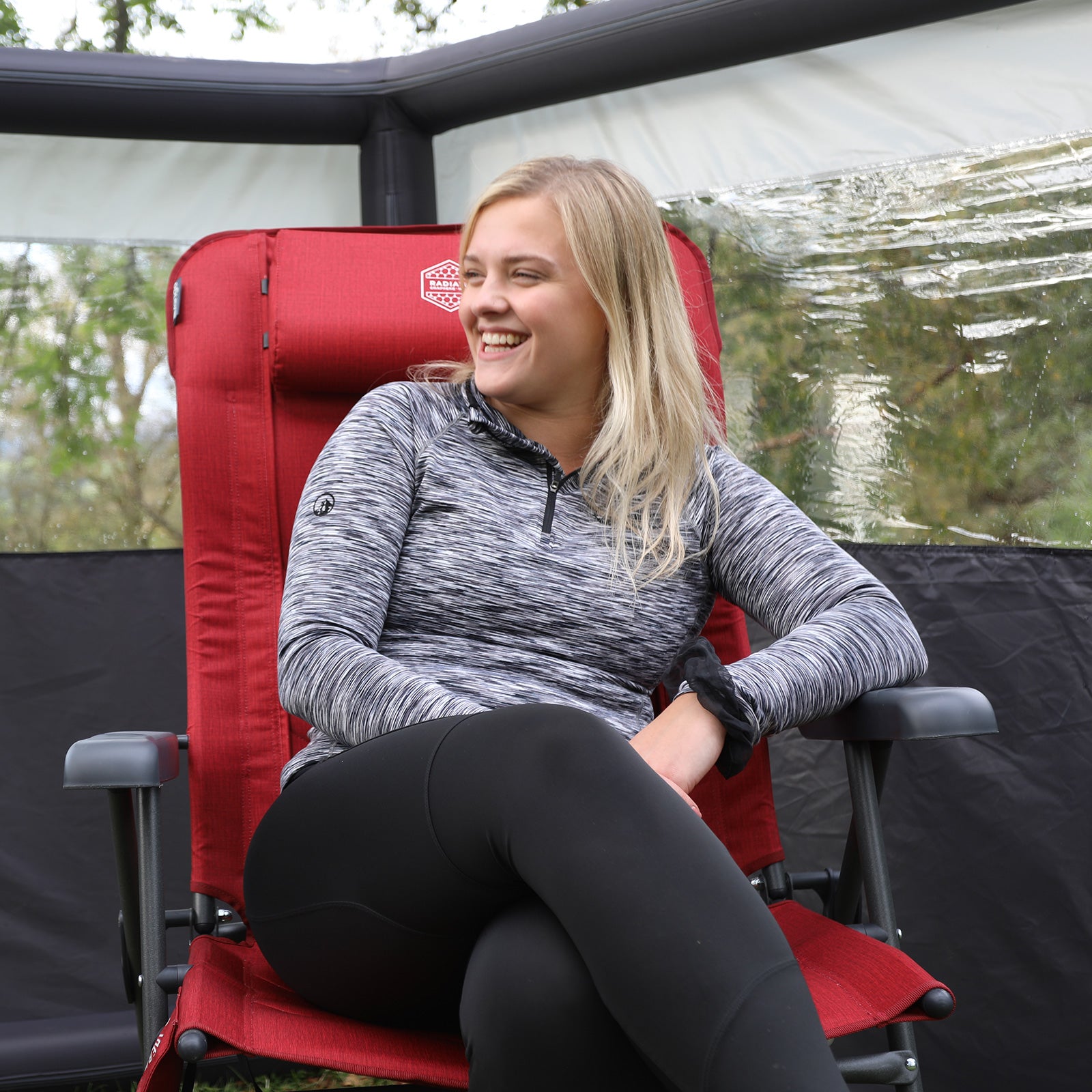 VANGO Camping Stuhl Radiate Grande DLX Heiz Auflage Klappstuhl Hoch Lehner 180kg