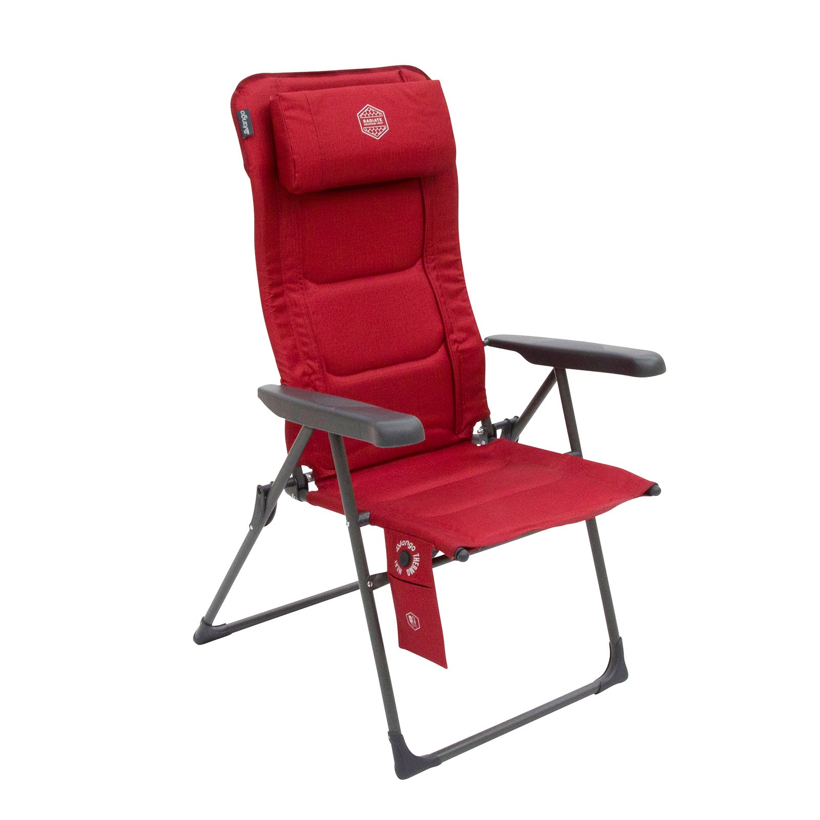 Chaise de camping pliante VANGO Radiate DLX avec coussin chauffant et dossier haut, capacité de charge : 140 kg