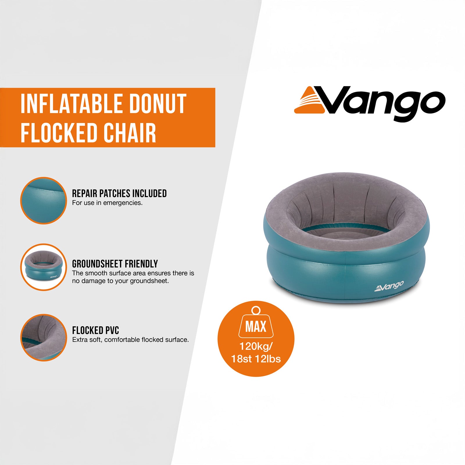 VANGO Luft Sessel Donut Campingstuhl Garten Luft Sofa Lounge Stuhl Aufblasbar