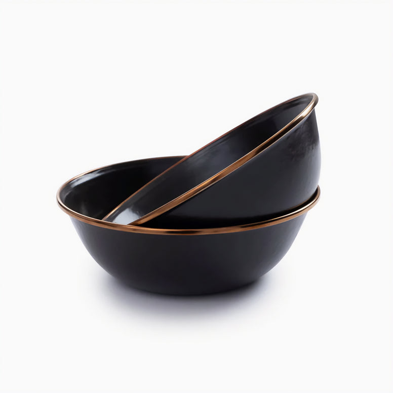 BAREBONES Enamel Bowl Set Retro Camping Tableware Bowl Stainless Steel 2 pcs