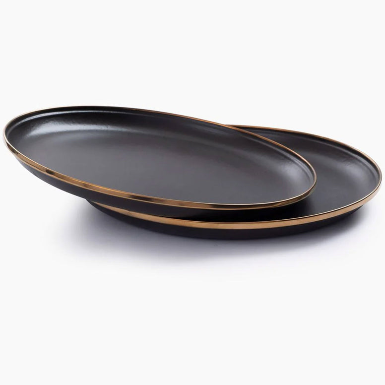 BAREBONES Enamel Plate Set Retro Camping Travel Tableware 2 pcs Stainless Steel Ø28 cm
