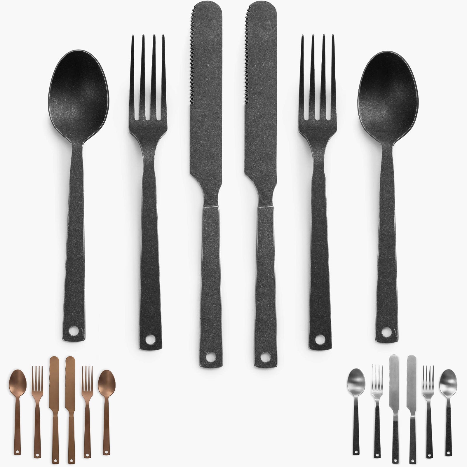 Ensemble de couverts de camping BAREBONES Ensemble de couverts de voyage rétro Couverts de salle à manger en acier inoxydable 6 pièces