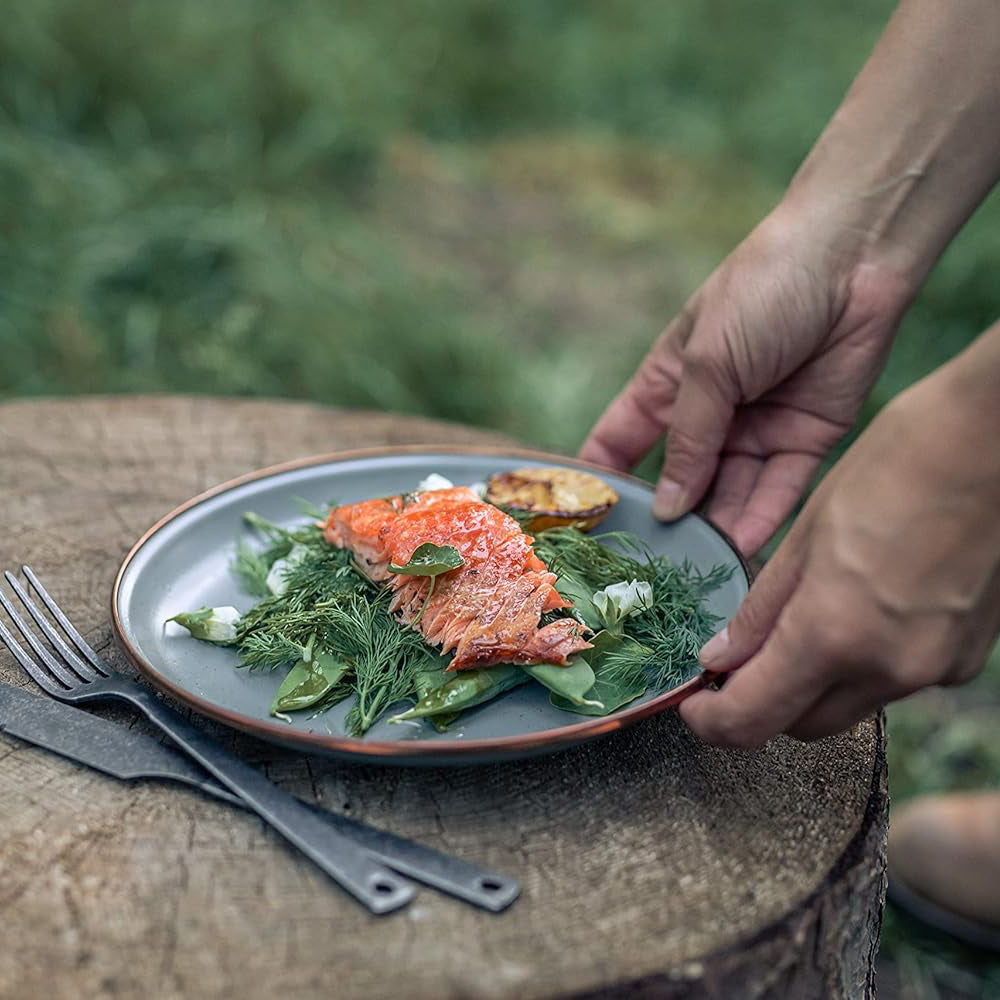 BAREBONES Enamel Plate Set Small Retro Camping Tableware Stainless Steel 2 pcs Ø21 cm