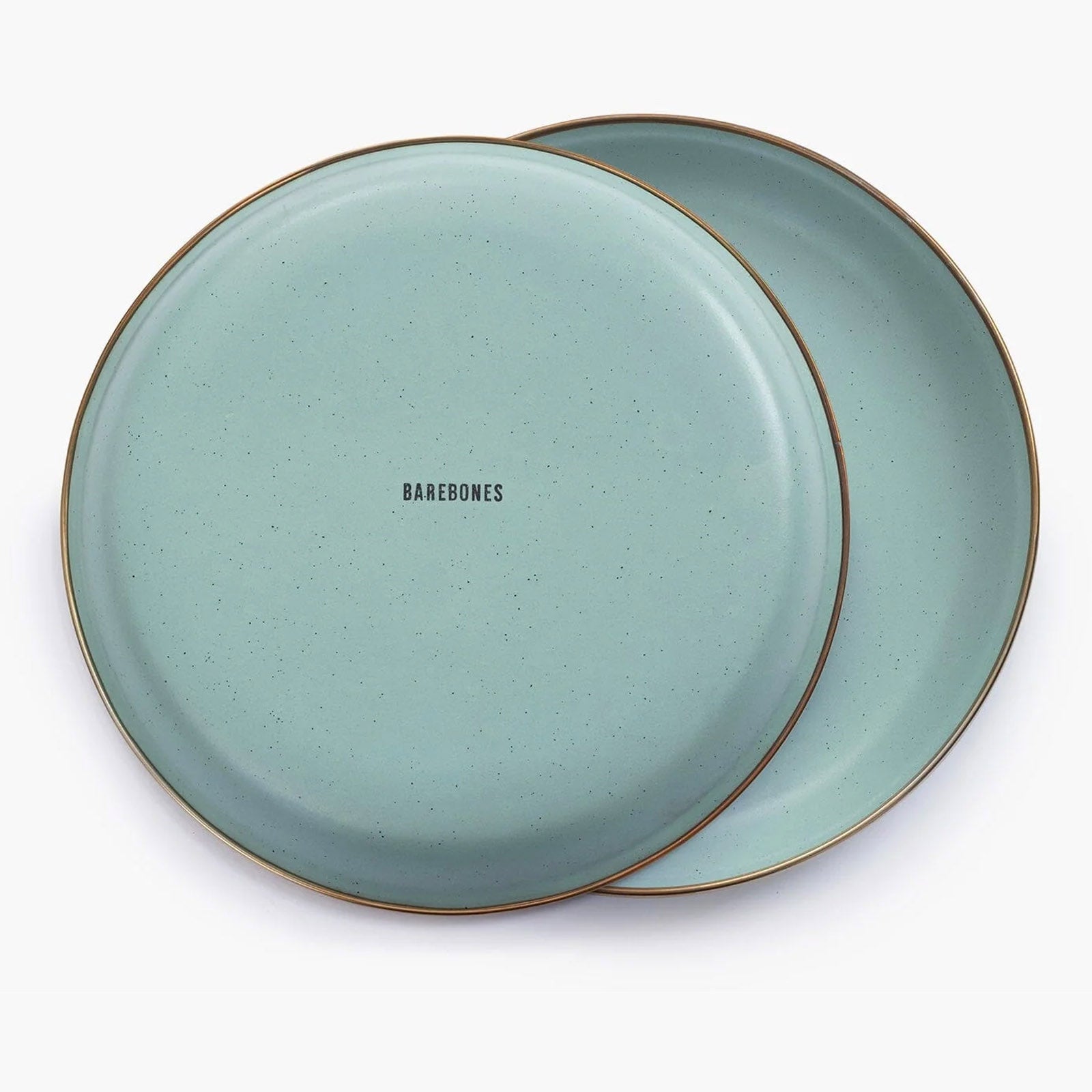 BAREBONES - Lot d'assiettes en émail « Retro Camping » - Vaisselle de voyage, 2 pièces, acier inoxydable, Ø 28 cm