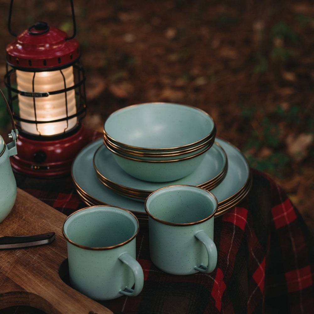 BAREBONES Emaille Tasse Set Retro Camping Geschirr Espresso Kaffee Edelstahl