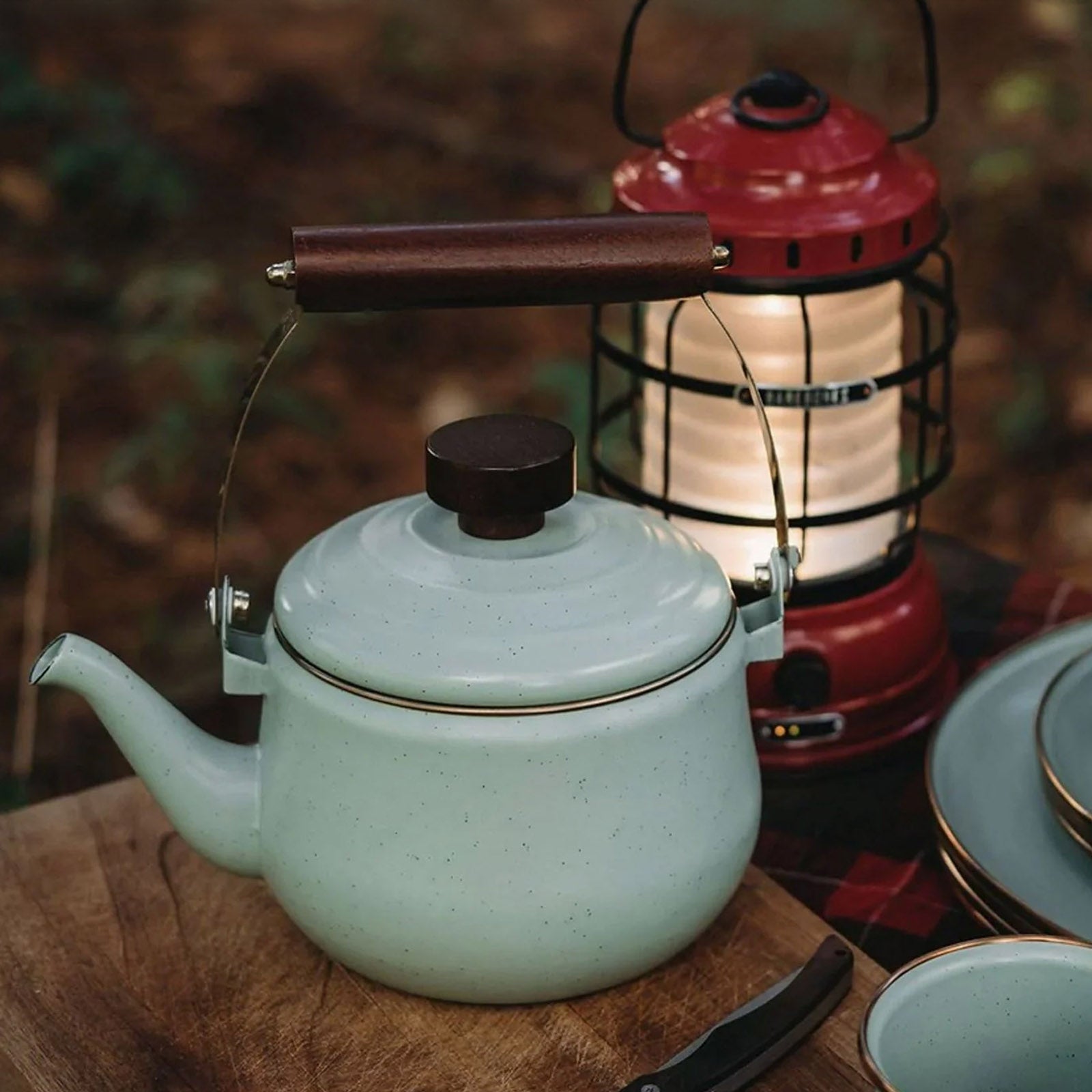 BAREBONES Enamel Teapot Camping Water Kettle Teapot Tea Pot Stainless Steel 1 L