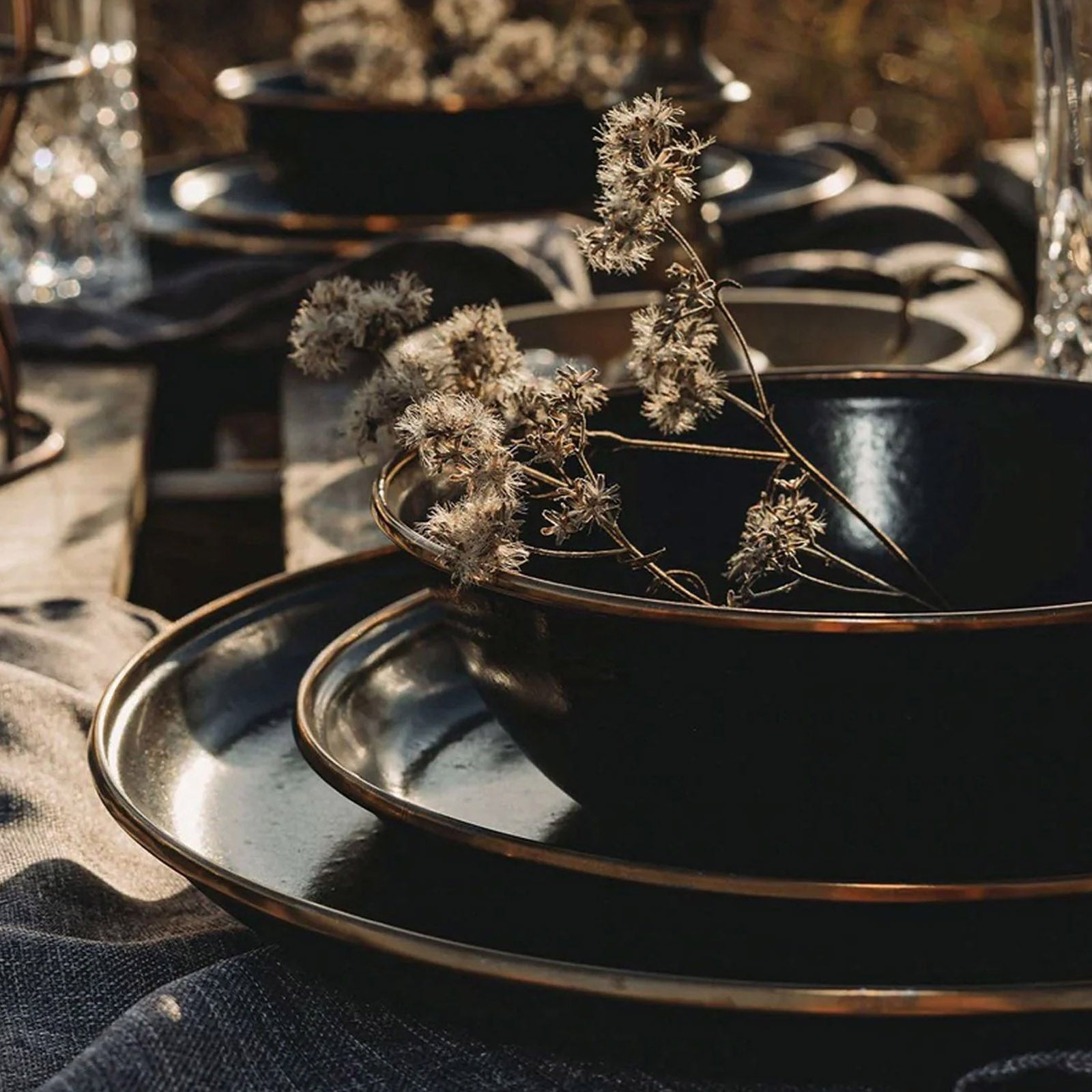 BAREBONES Emaille Campinggeschirr Set Teller Schüssel Becher Edelstahl 10tlg