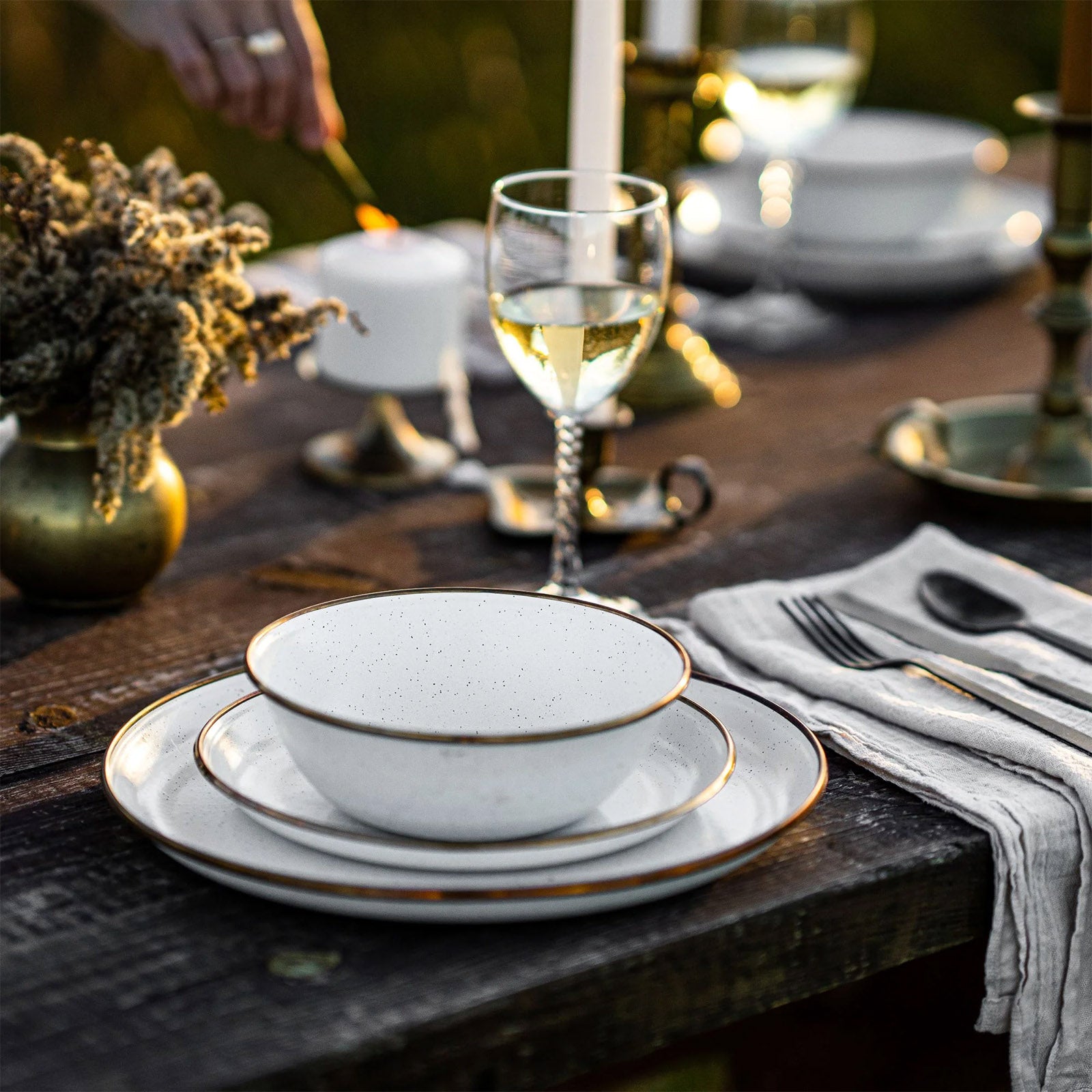 Service de table de camping en émail Barebones, assiette, bol, tasse, acier inoxydable, 8 pièces