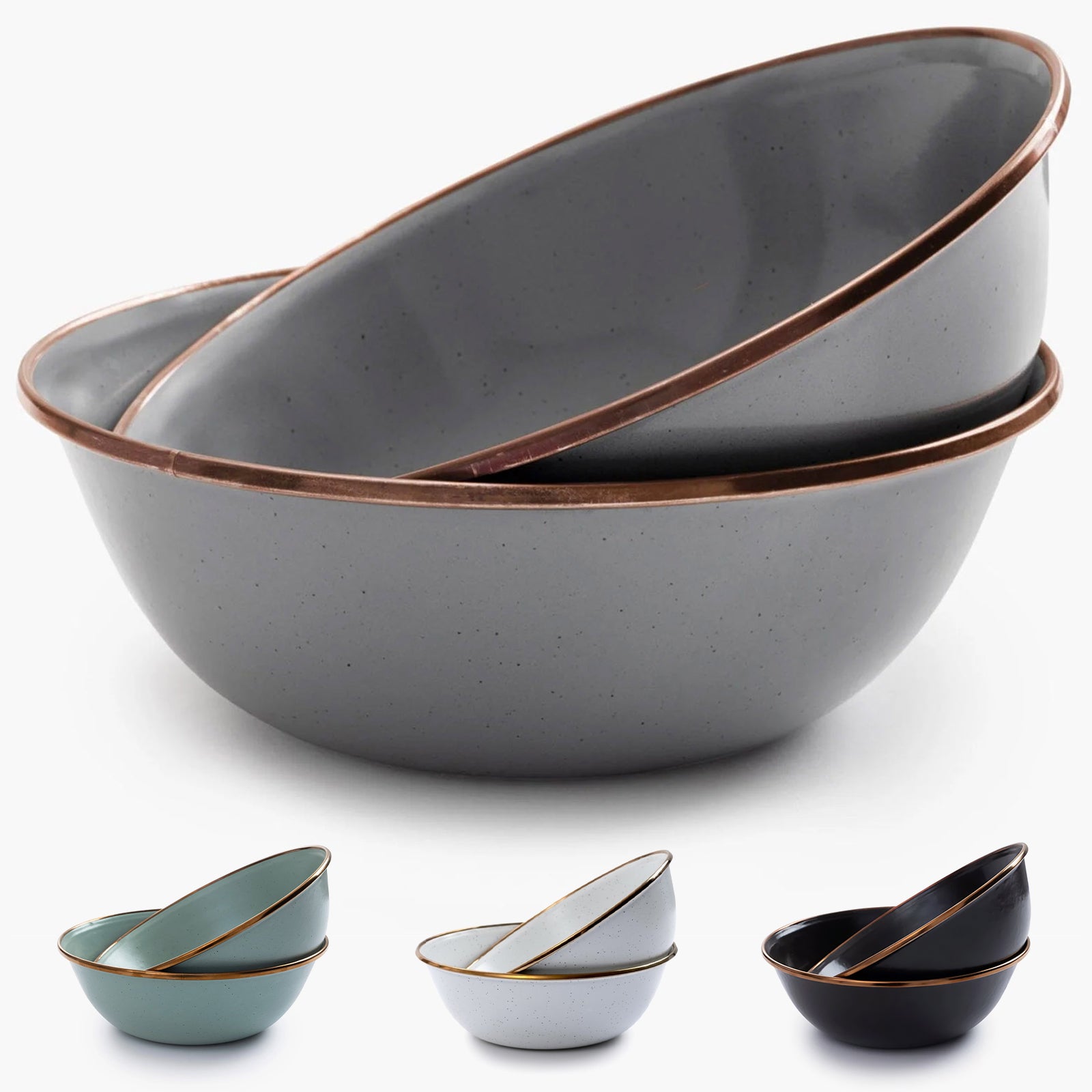 BAREBONES Emaille Schüssel Set Retro Camping Geschirr Schale Edelstahl 2 tlg