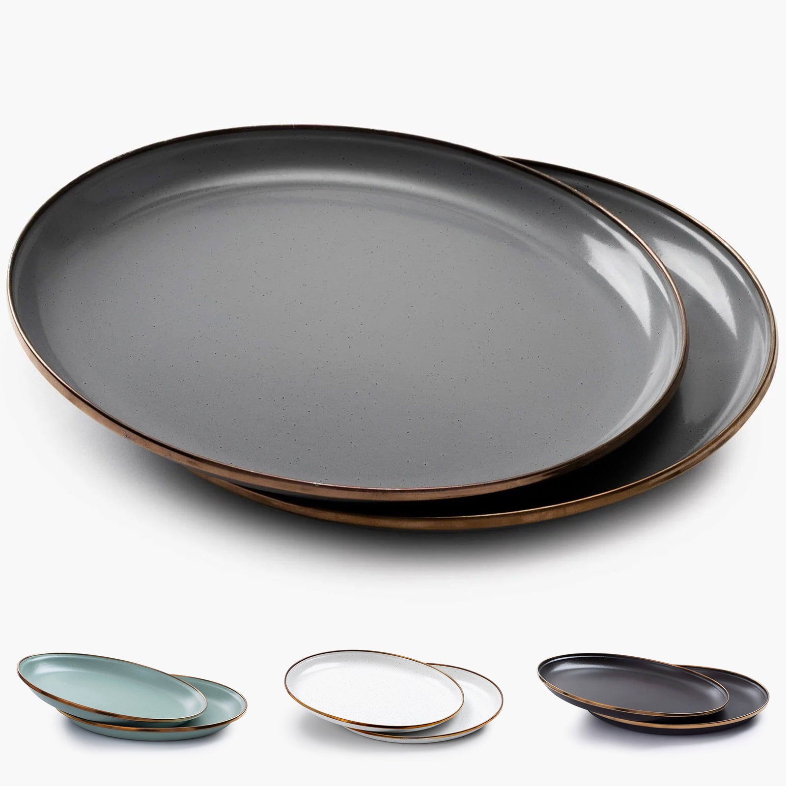 BAREBONES Enamel Plate Set Retro Camping Travel Tableware 2 pcs Stainless Steel Ø28 cm