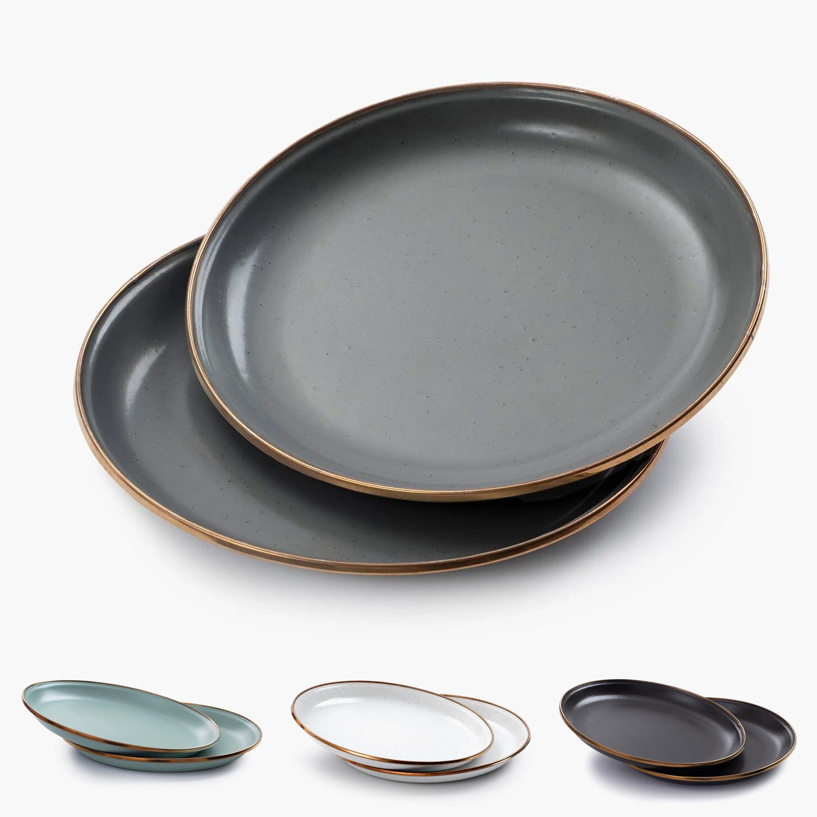 Ensemble d'assiettes émaillées BAREBONES, petite vaisselle de camping rétro en acier inoxydable, 2 pièces, Ø 21 cm