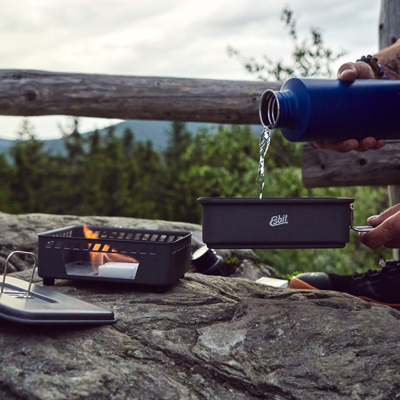 ESBIT dry fuel cooking set 1.1 L camping stove outdoor stove pot set aluminum