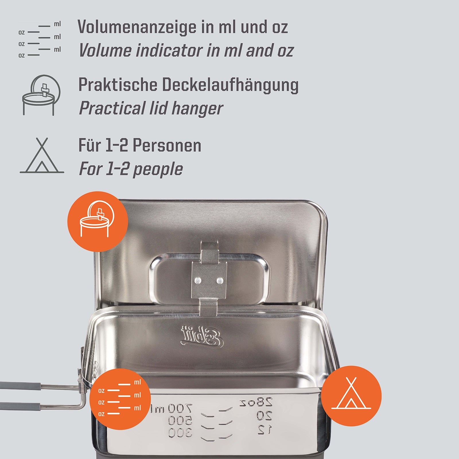 ESBIT Trocken Brennstoff Kochset Campingkocher Outdoor Kocher Topf Set Edelstahl