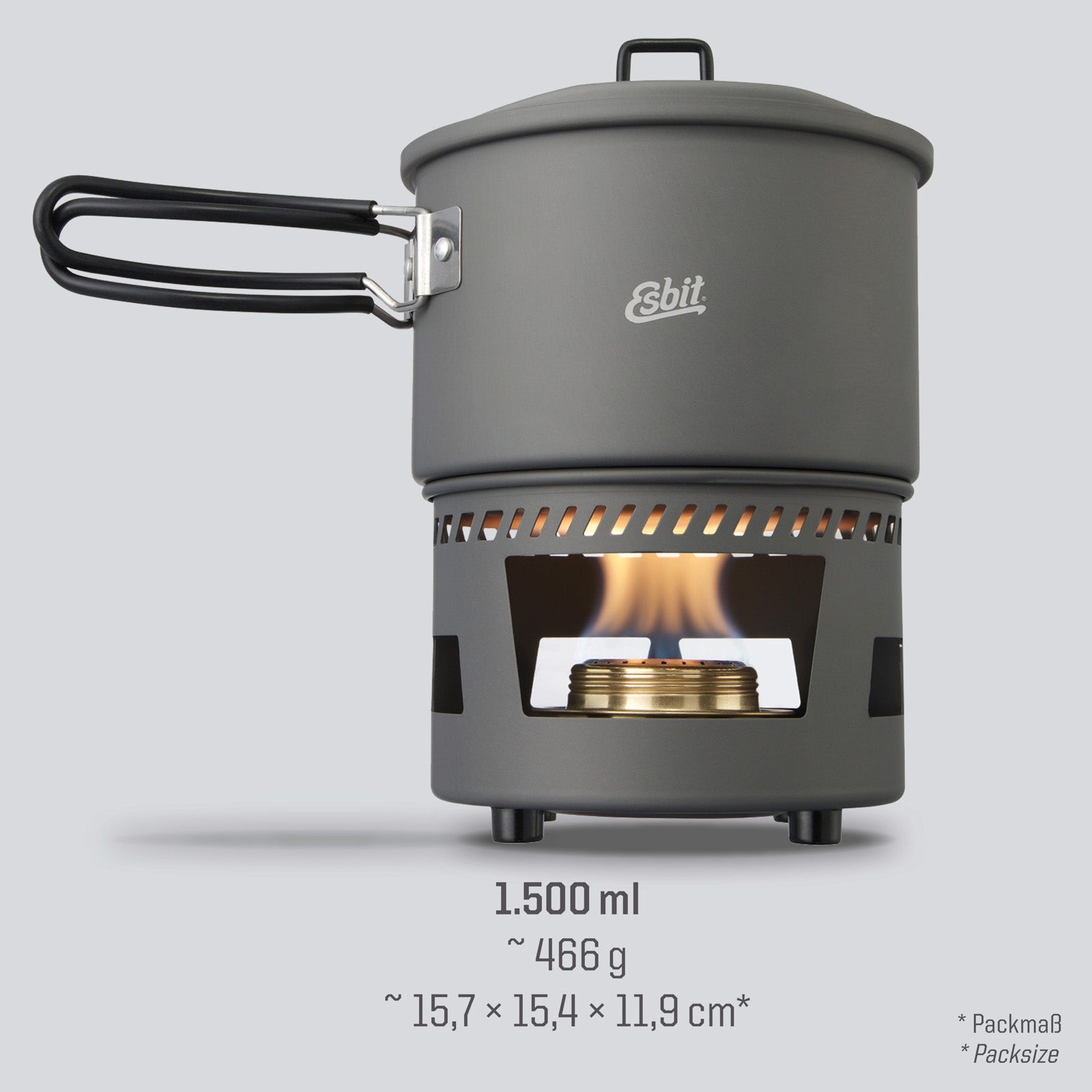 ESBIT Spiritus Cooking Set Mini Camping Stove Pot Outdoor Stove Set Stackable Aluminum