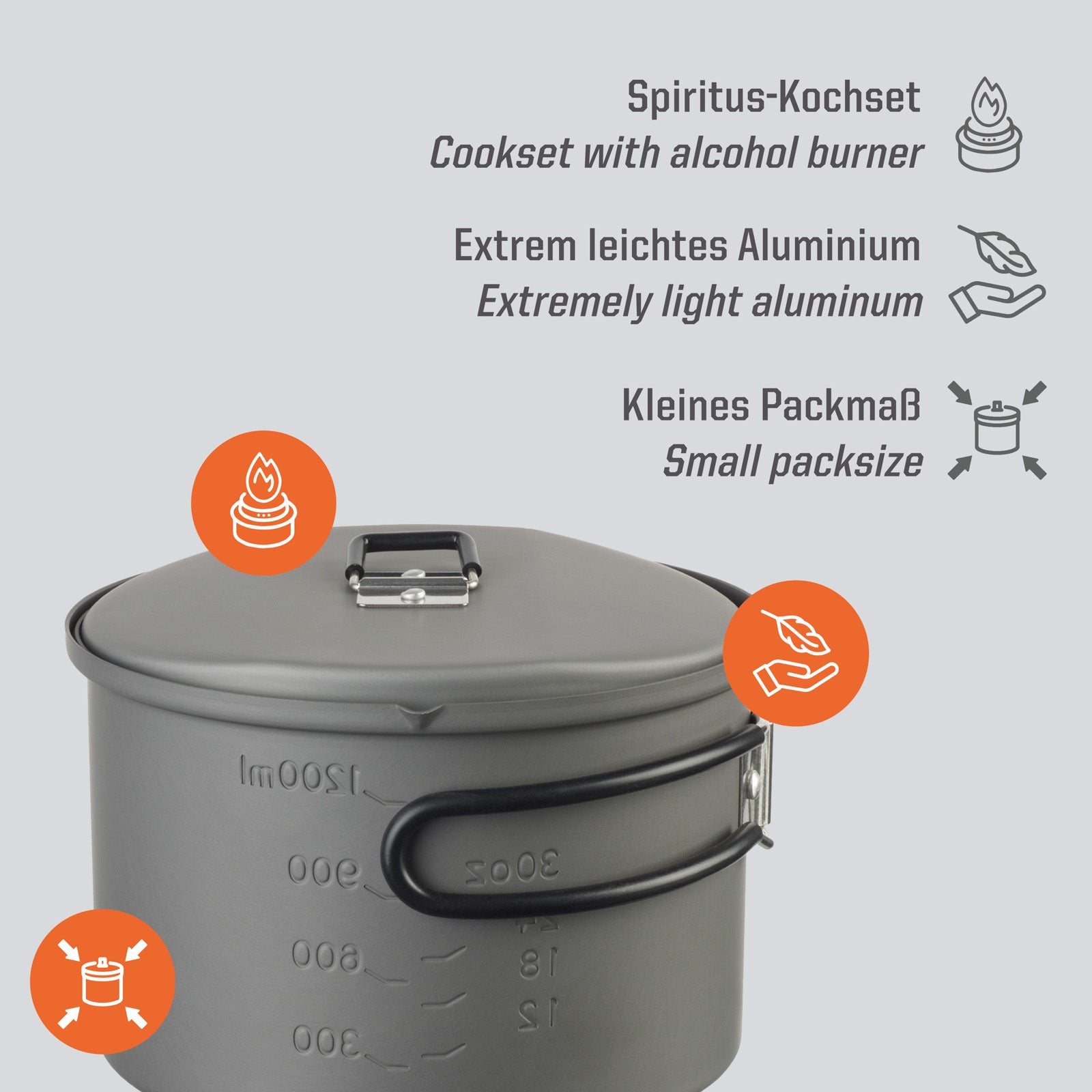 ESBIT Spiritus Cooking Set Mini Camping Stove Pot Outdoor Stove Set Stackable Aluminum