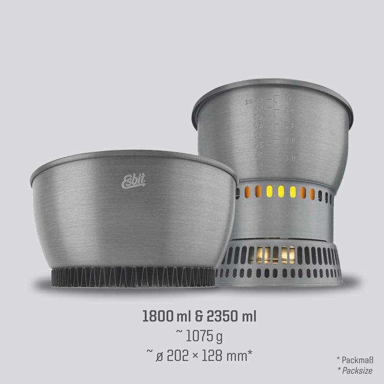 ESBIT Spiritus Kochset Campingkocher Outdoor Topf Kocher Set Wärmetauscher Alu