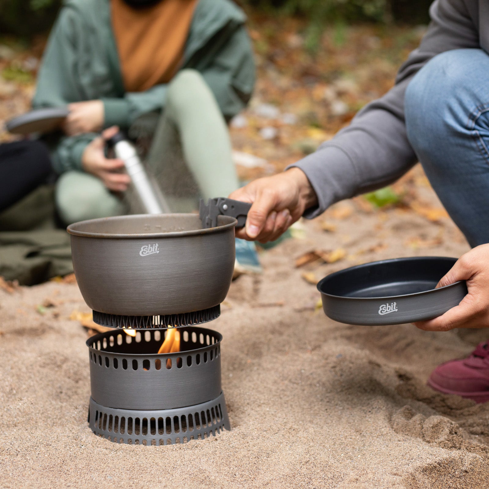 ESBIT Spiritus Kochset Campingkocher Outdoor Topf Kocher Set Wärmetauscher Alu