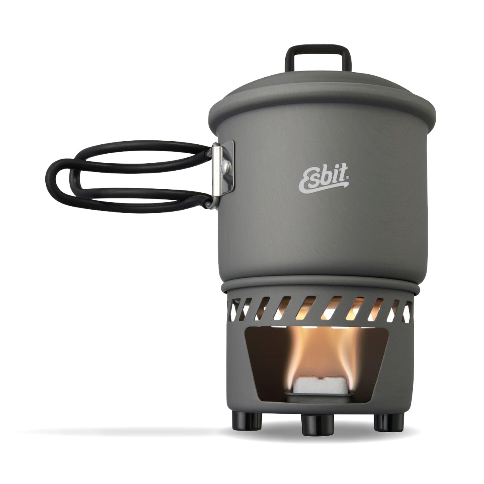 ESBIT Trocken Brennstoff Kochset Mini Campingkocher Outdoor Kocher Topf Set Alu