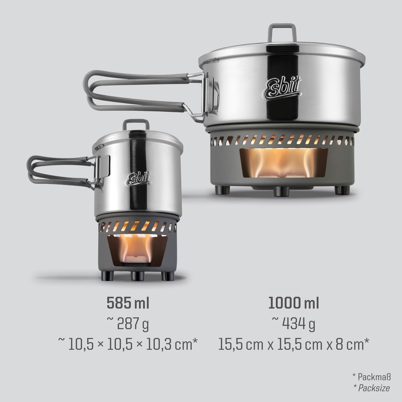 Ensemble de cuisson à combustible sec ESBIT Mini réchaud de camping Ensemble de réchaud d'extérieur en acier inoxydable