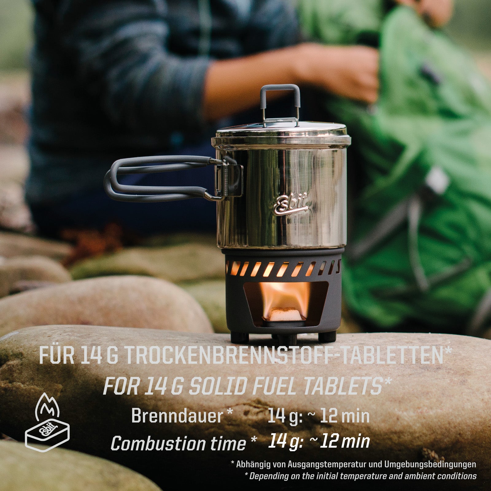 Ensemble de cuisson à combustible sec ESBIT Mini réchaud de camping Ensemble de réchaud d'extérieur en acier inoxydable