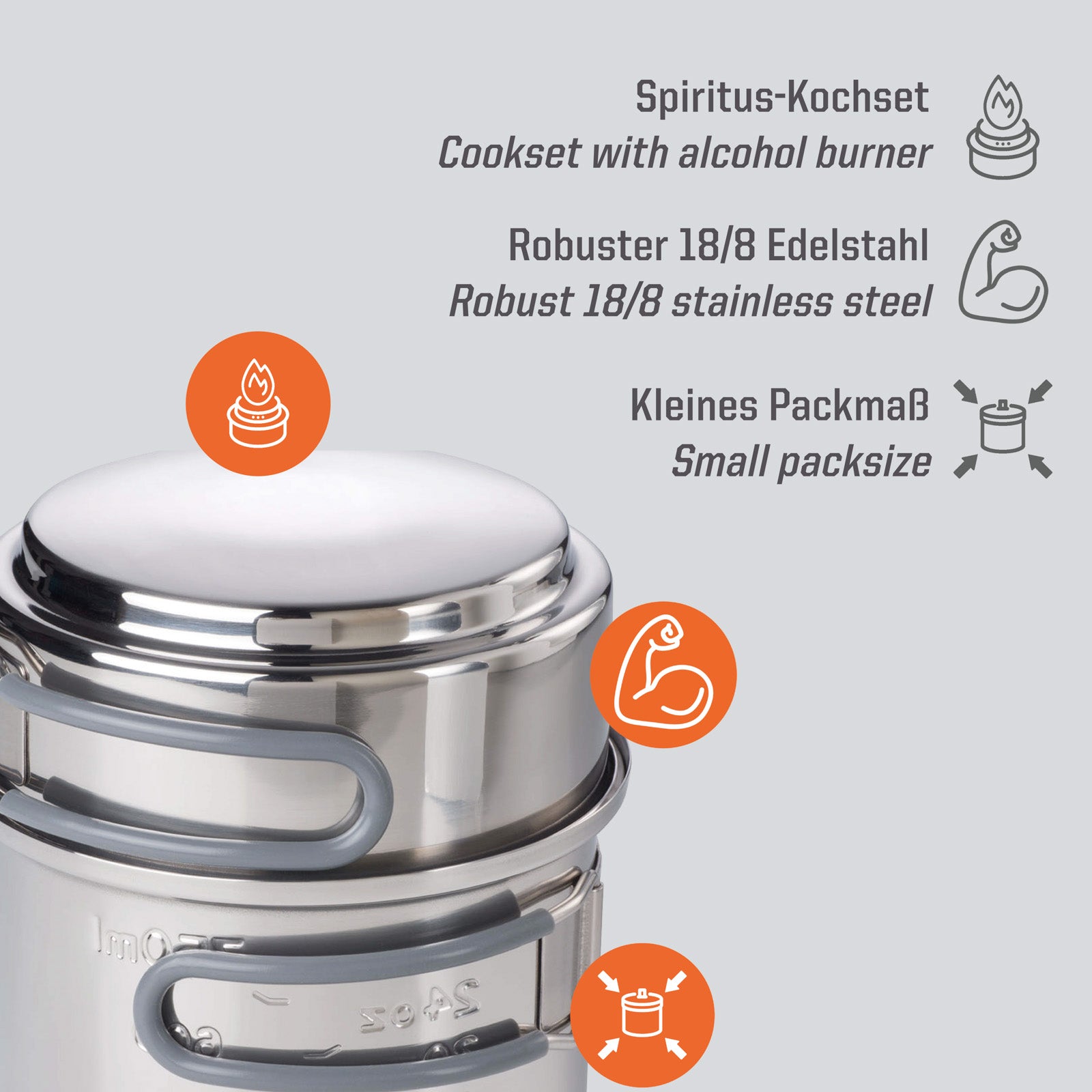 ESBIT Spiritus Cooking Set Mini Camping Stove Outdoor Stove Set Stackable Stainless Steel