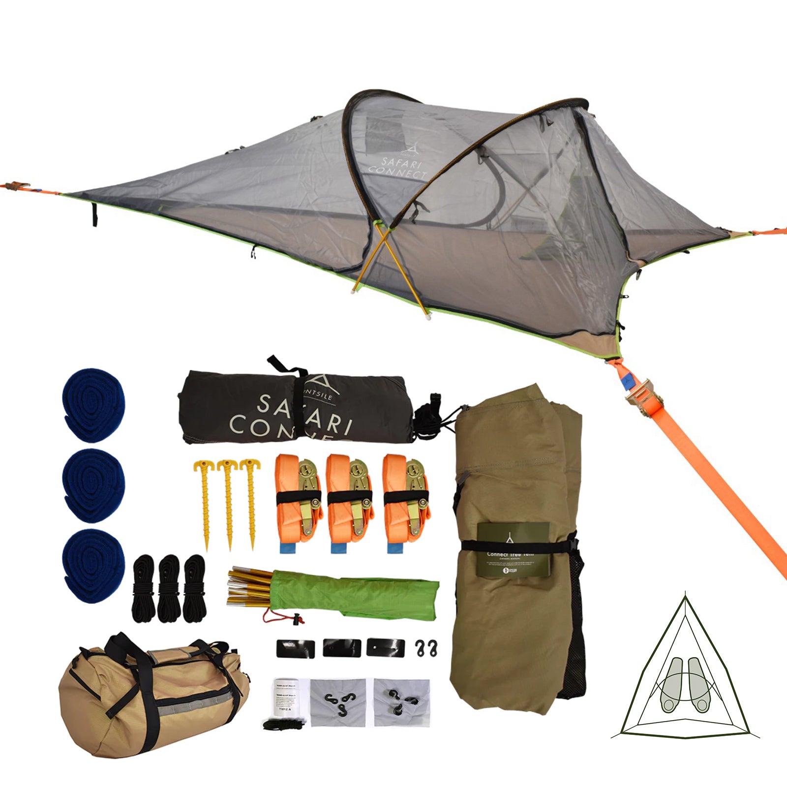 Tente de trekking Safari Connect 3.0 pour 1 à 2 personnes, hamac