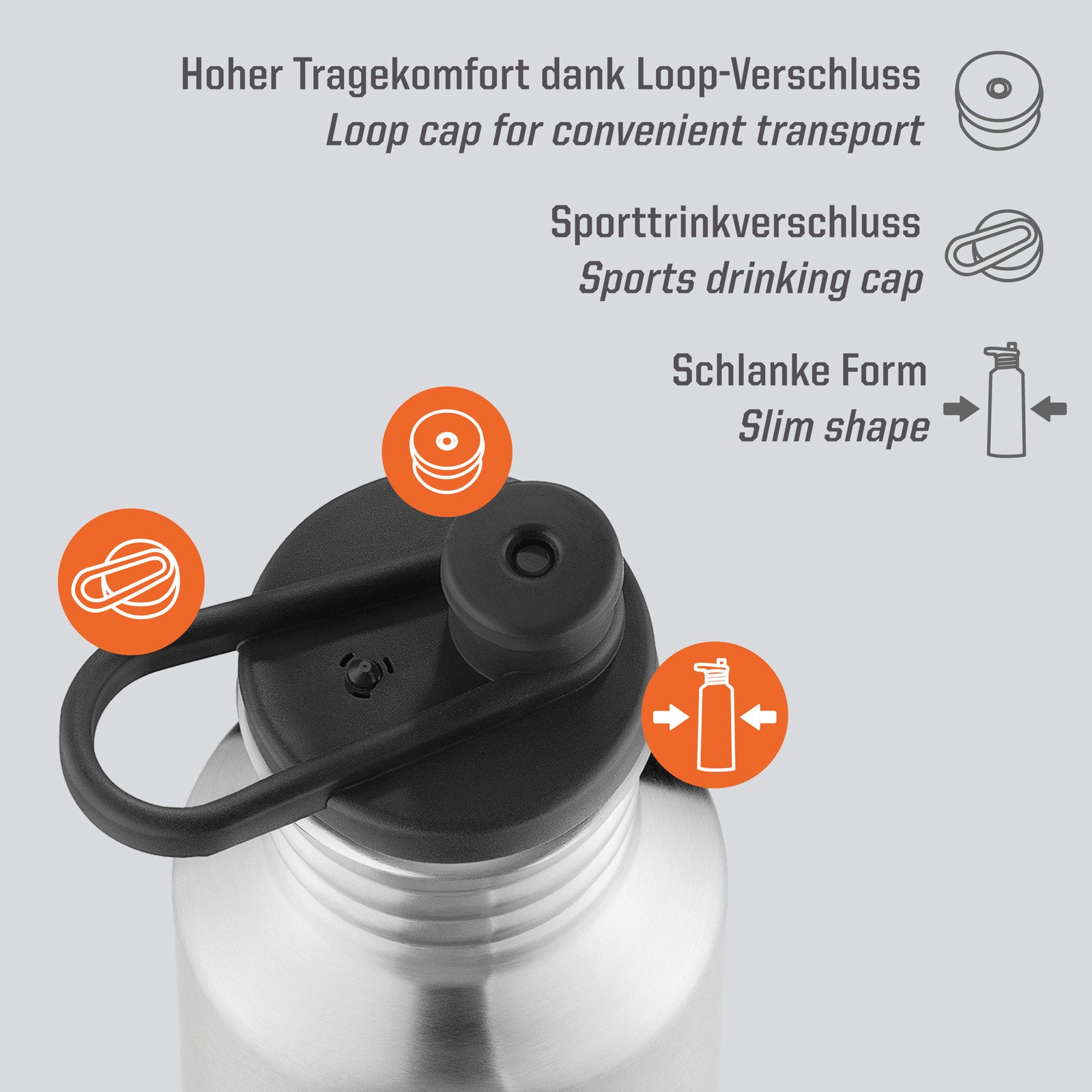 Bouteille de sport ESBIT Pictor, bouteille d'eau de vélo en acier inoxydable