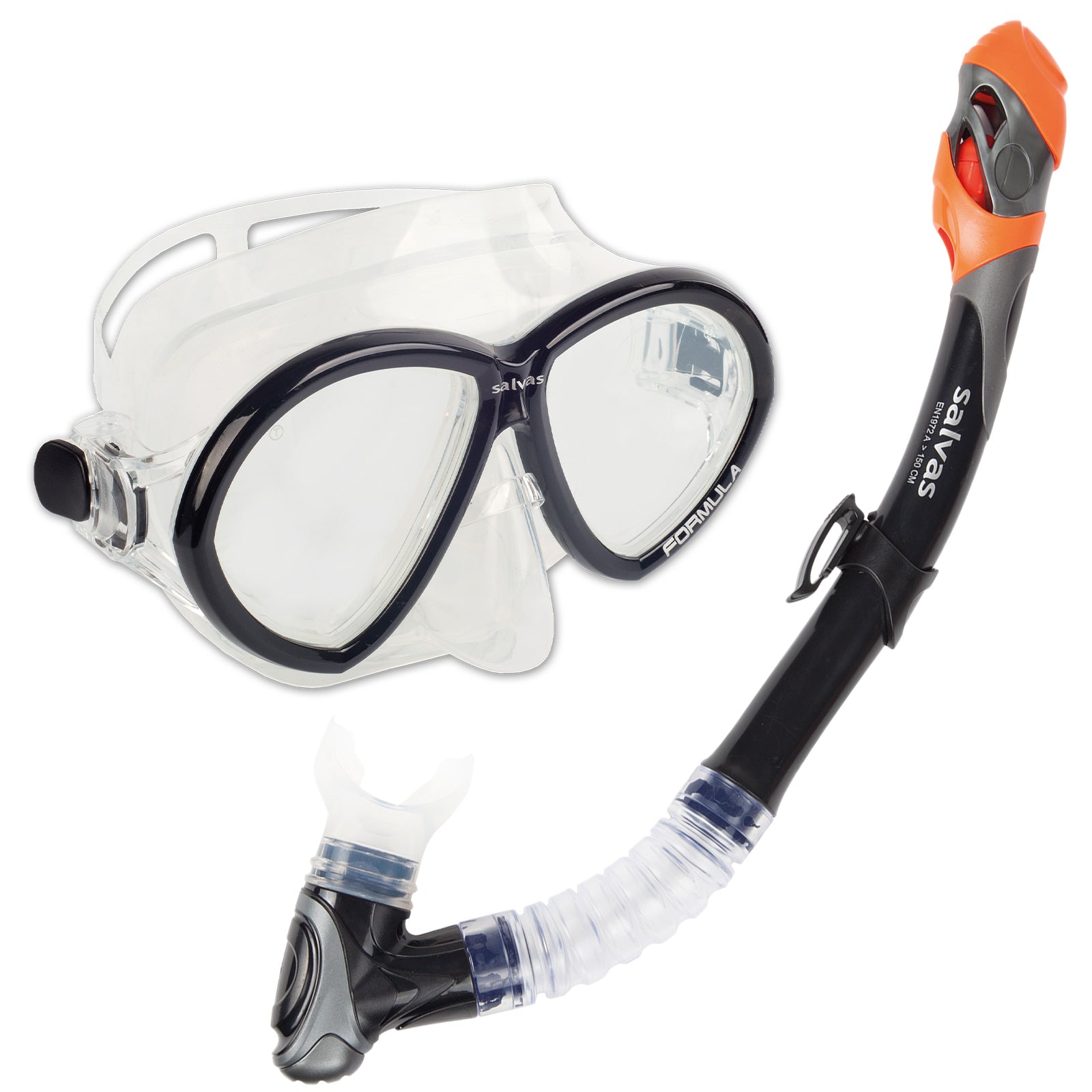 SALVAS Set Formula Tauch Maske + Schnorchel Taucher DryTop Anti Beschlag Silikon