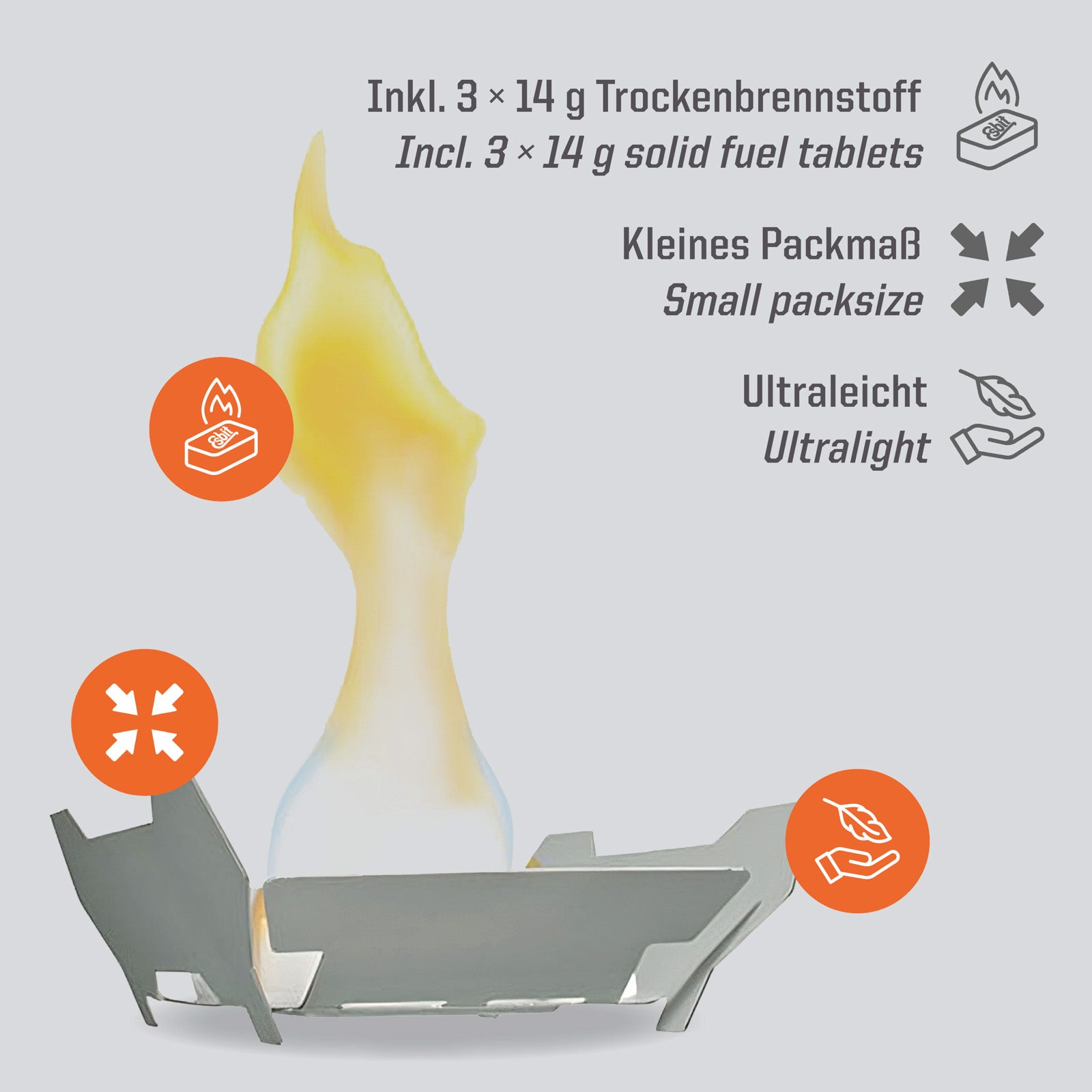 Réchaud de poche à combustible solide ESBIT, réchaud de camping léger pour randonnée et plein air